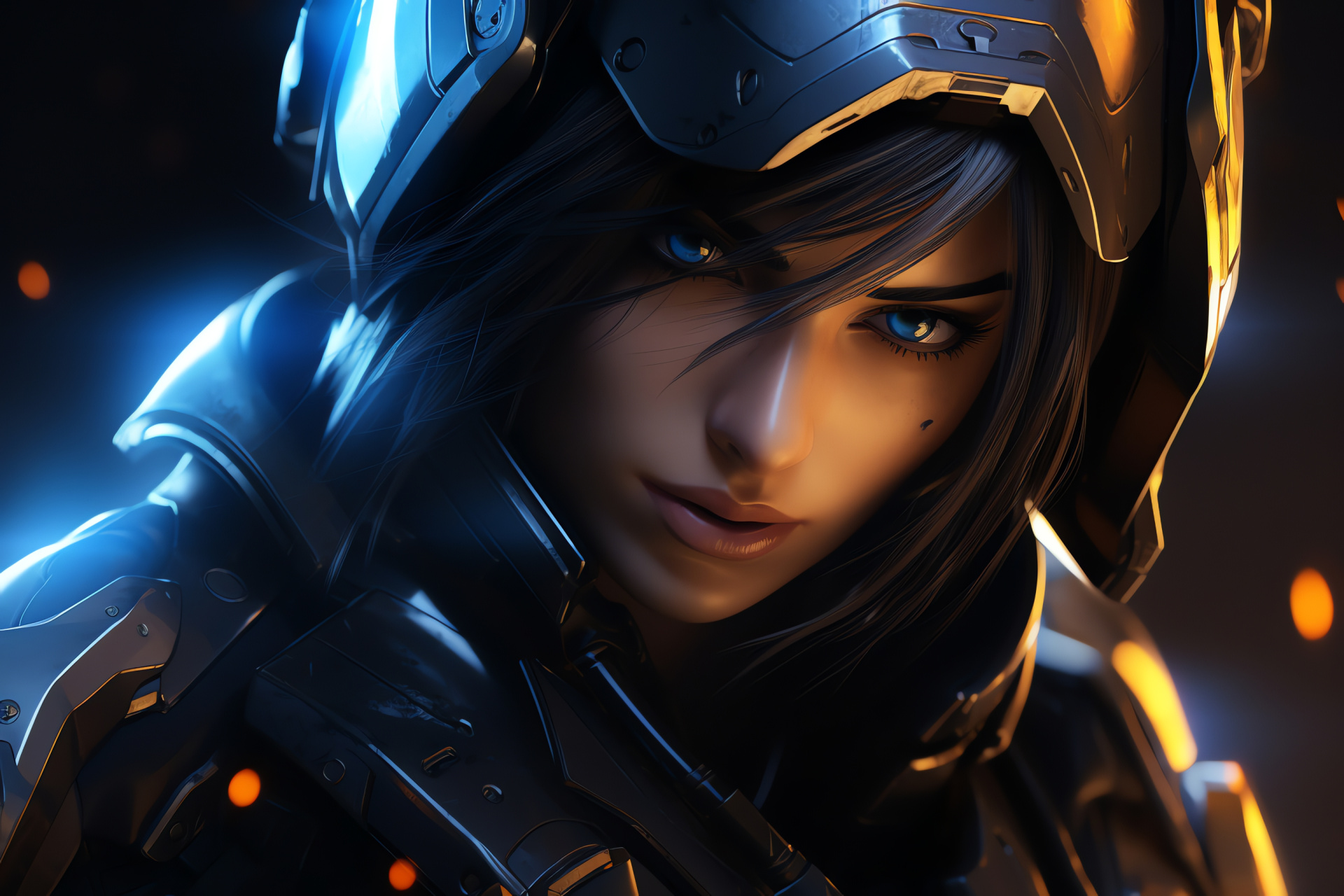 Pharah, Guided missiles, Pharah's gaze, Zoom in, Tenacious look, HD Desktop Wallpaper