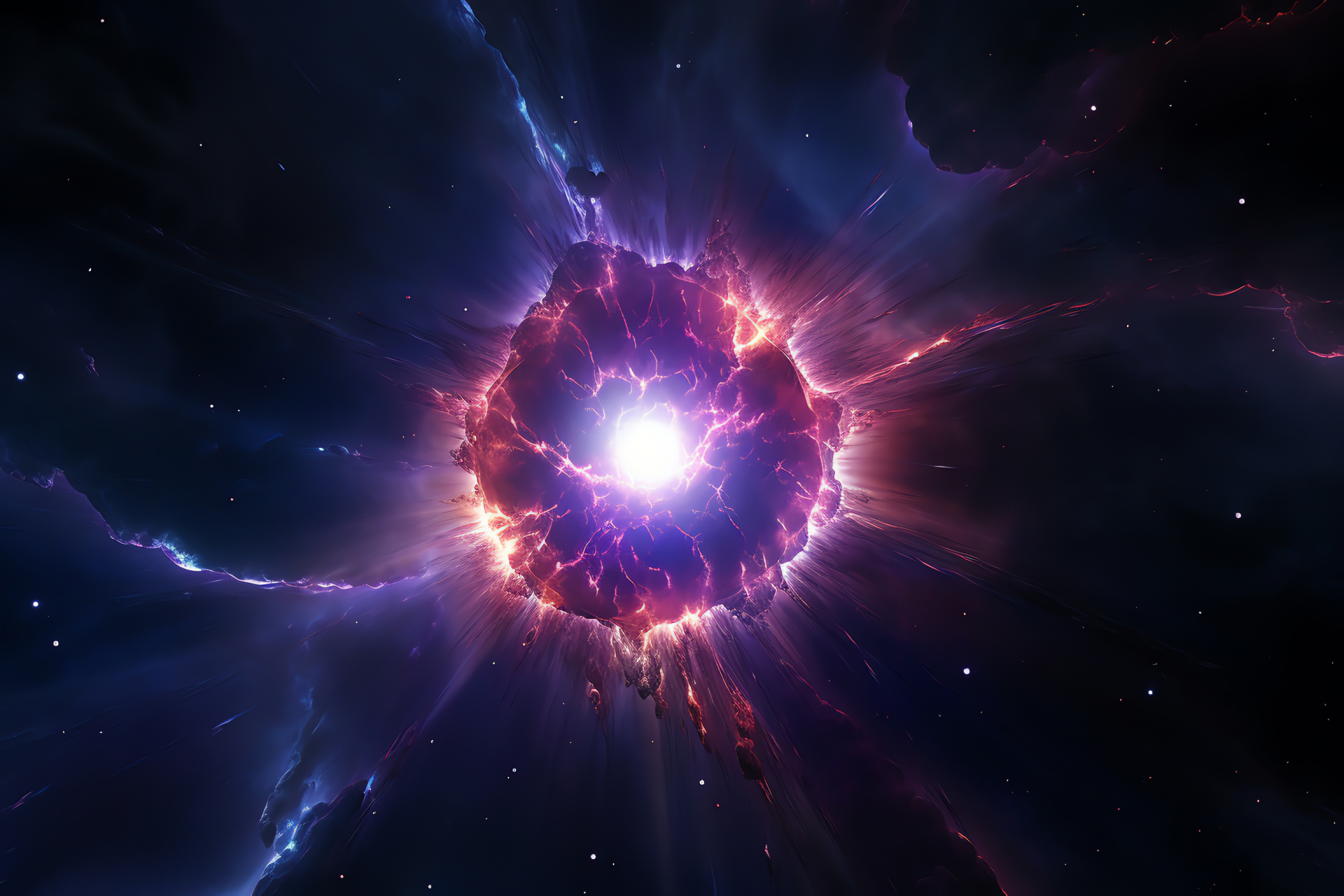 Supernova phenomenon, Blue expanse. Colorful cosmos, Purple space haze, Nebular brightness, HD Desktop Image