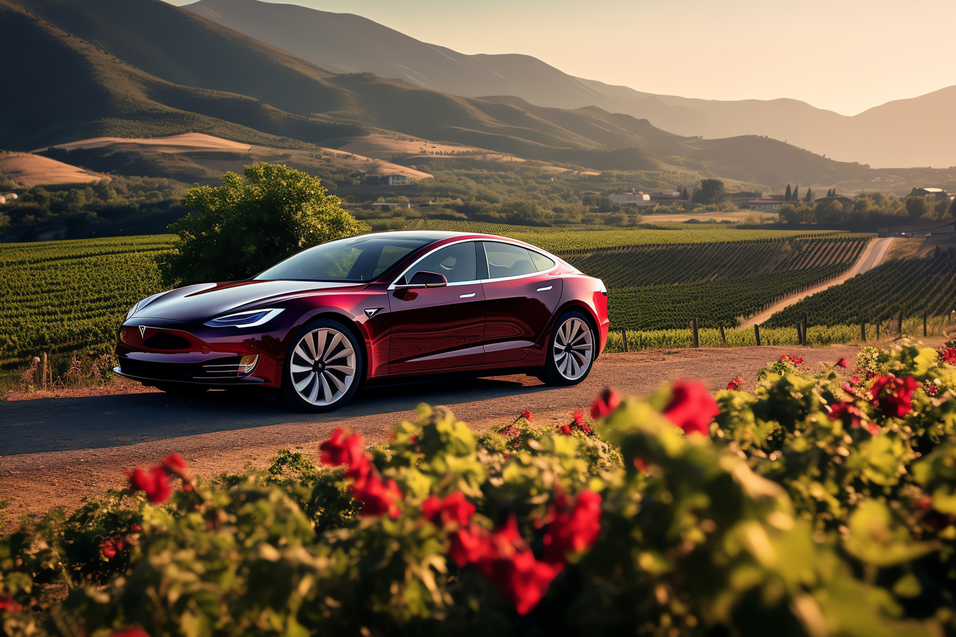 Tesla Model S, Premium electric sedan, Eco-friendly travel, Scenic routes, Modern transportation, HD Desktop Image