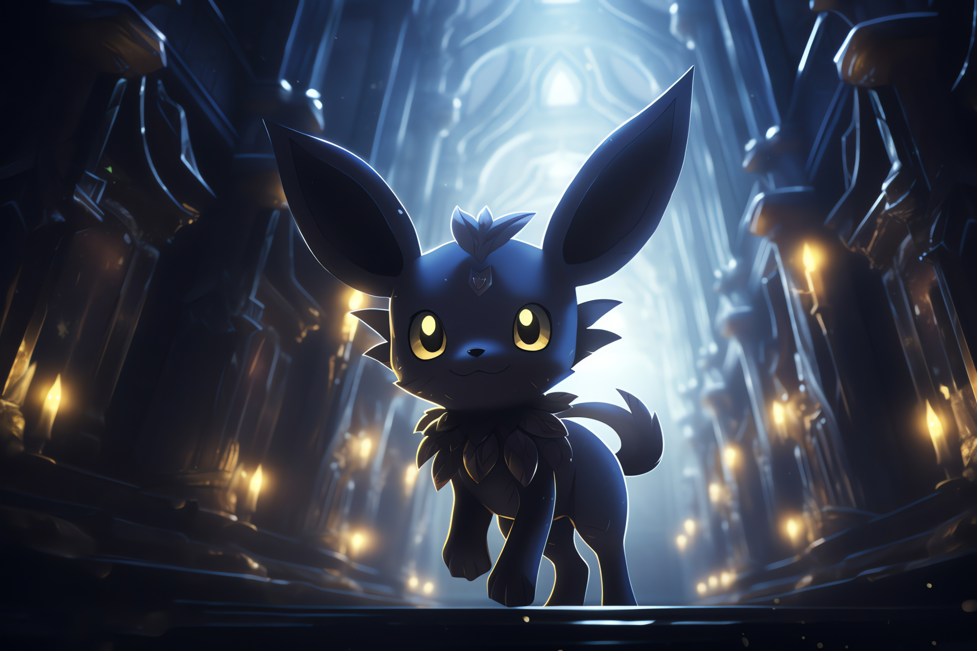 Umbreon exploration, Virtual reality, Spooky estate, Gloom-filled passageways, Signaling points, HD Desktop Wallpaper