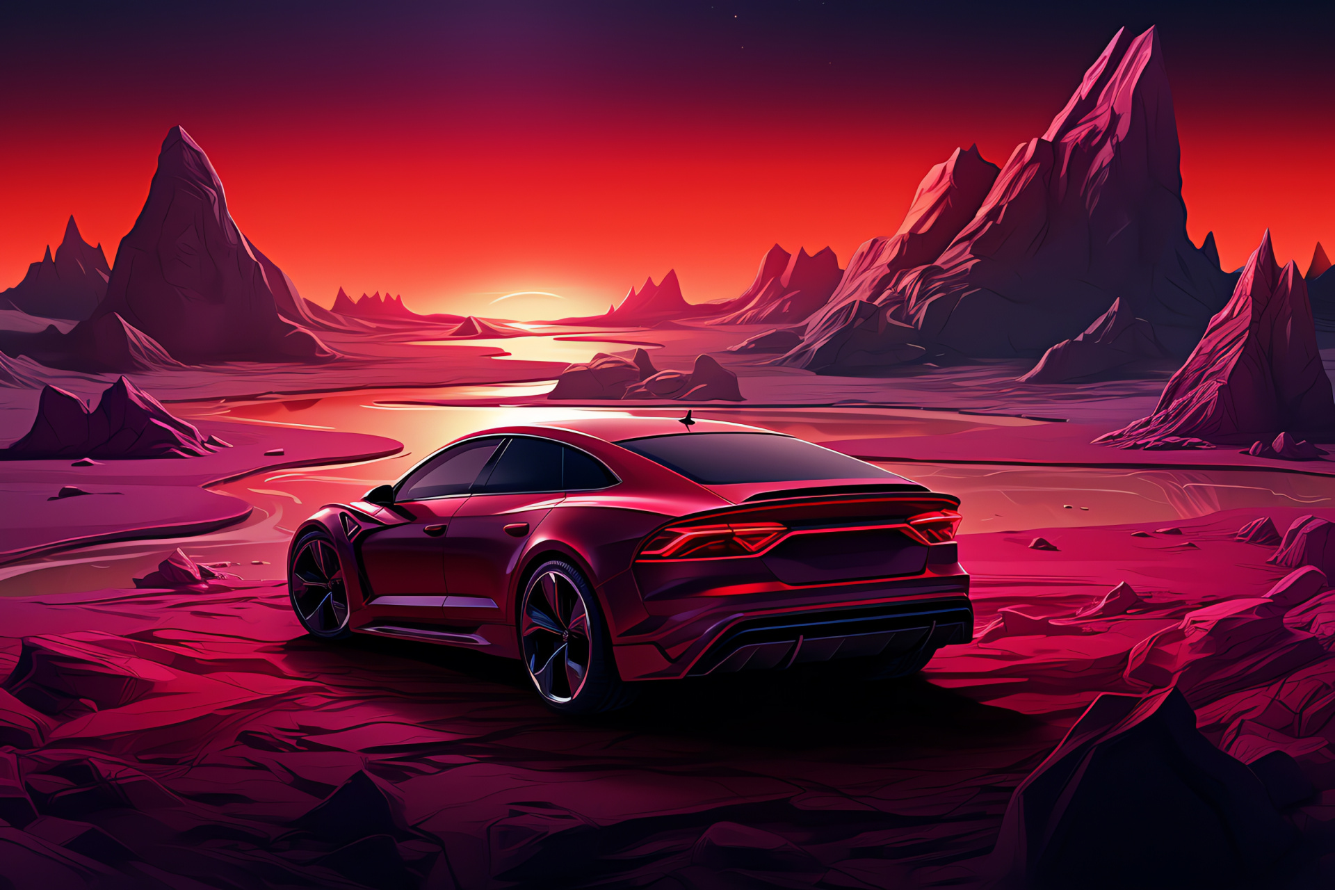 Audi RS7 Sportback elegance, German luxury, Red sports sedan, Performance vehicle, Advanced engineering, HD Desktop Wallpaper