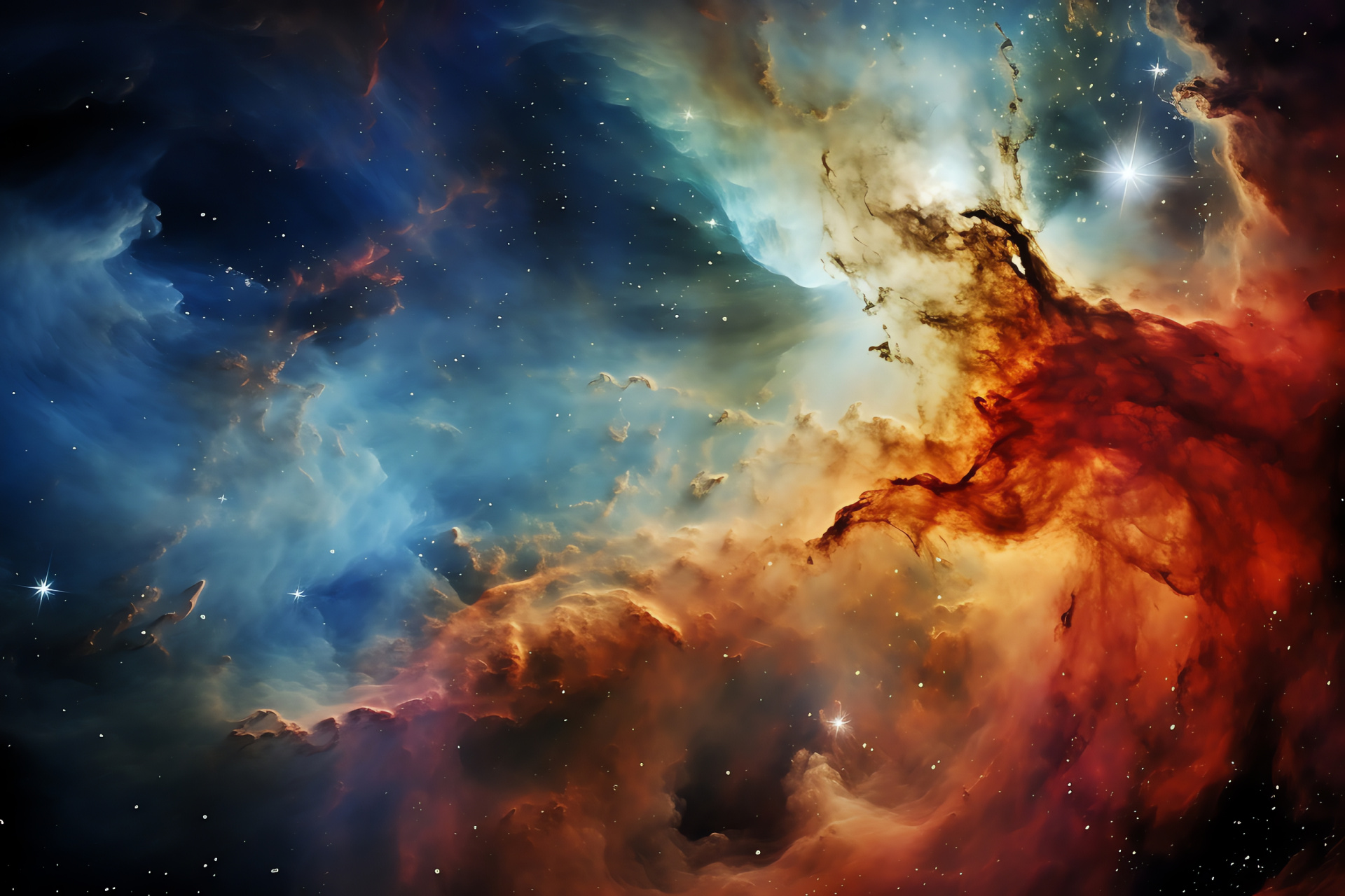 Astronomical phenomenon, galactic cloud, cosmic neighborhood, star forming region, spectral range, HD Desktop Image