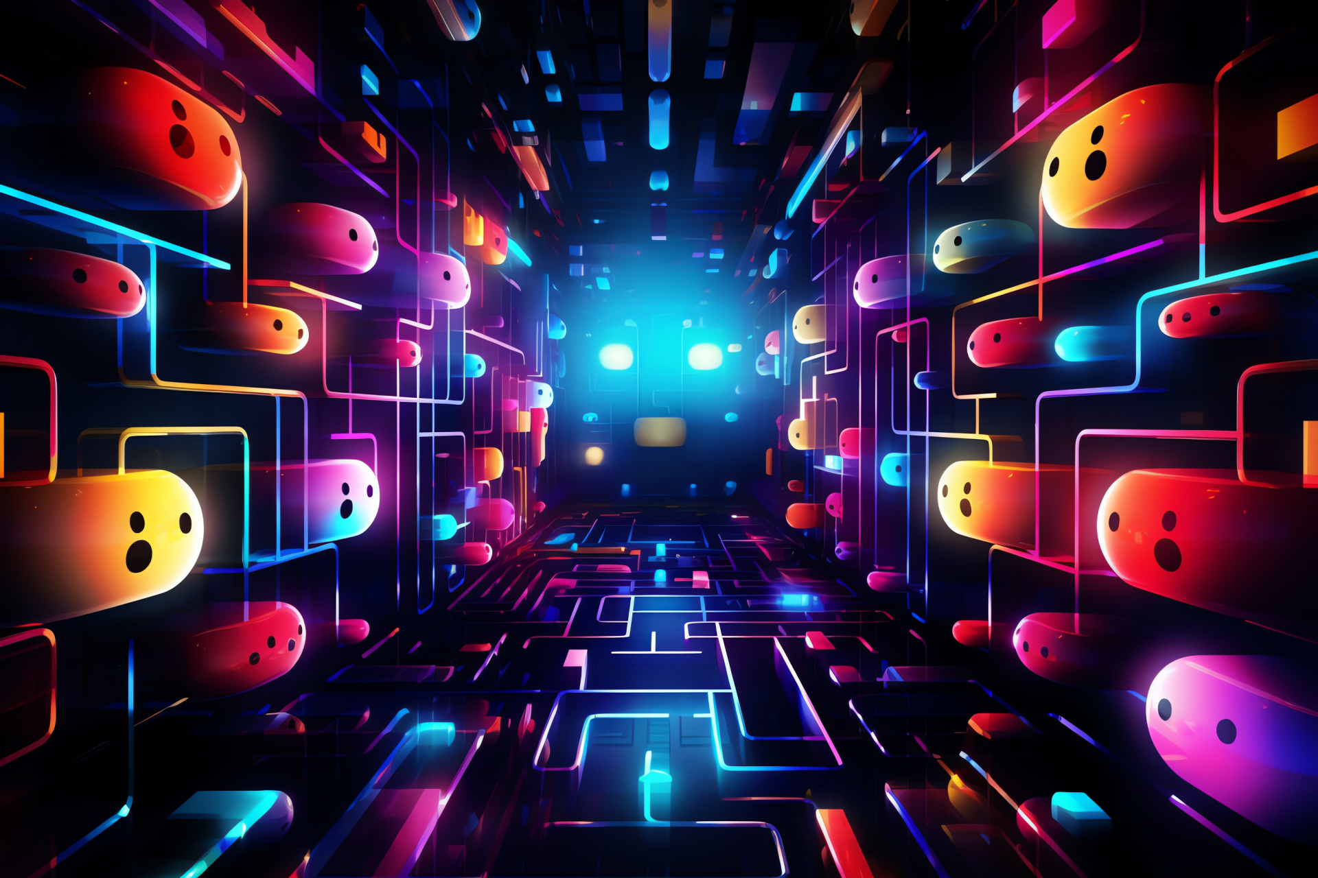 Pacman icon, Classic videogame, Yellow muncher, Arcade entertainment, Maze gameplay, HD Desktop Image