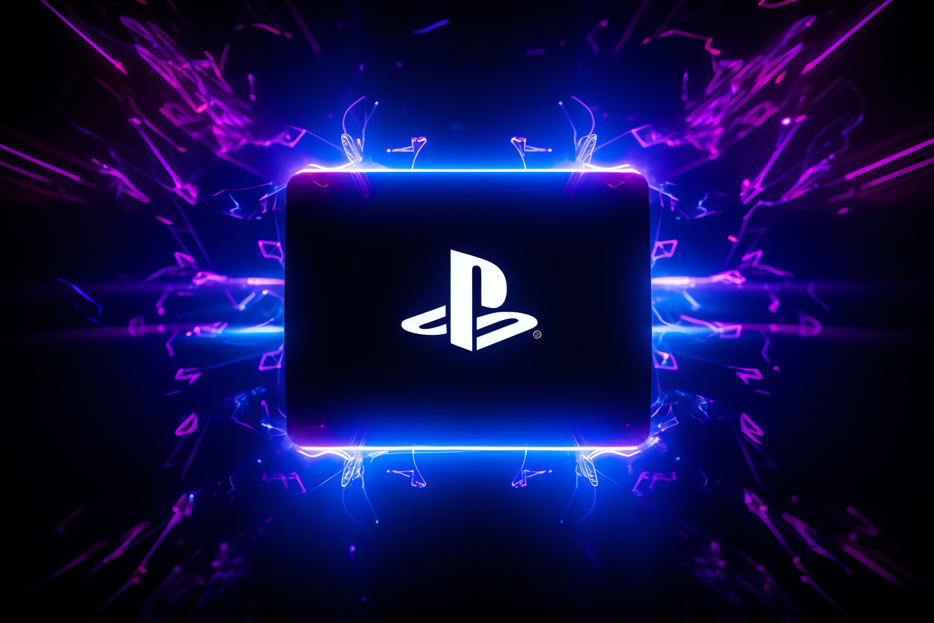 PlayStation 4 logo, Illuminated strands motif, Palette of shades, Tomorrow's theme, Animated backdrop, HD Desktop Image