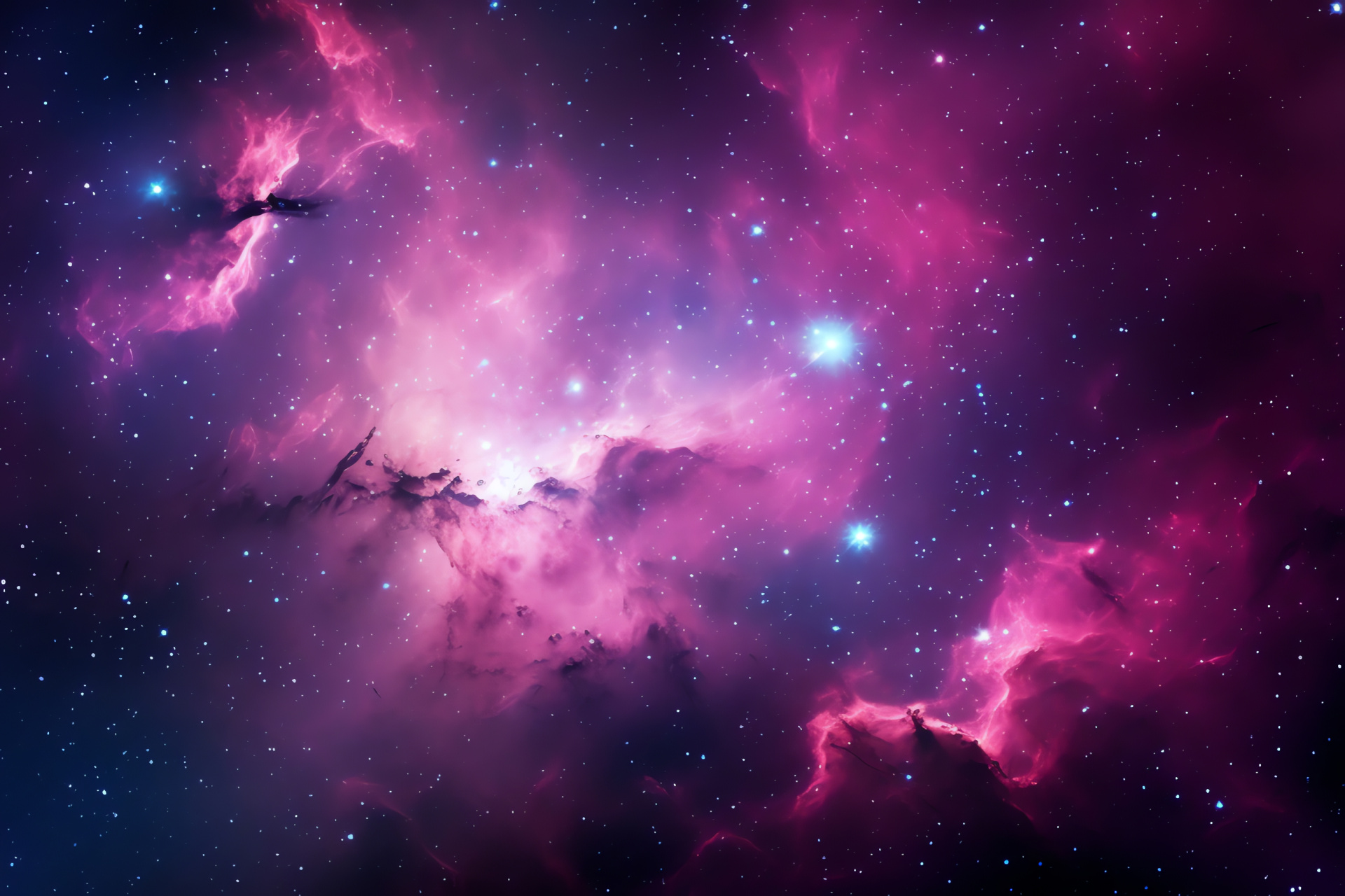 Pink Galaxy, Galactic span, Interstellar grandeur, Cosmos depth, Twinkling array, HD Desktop Image