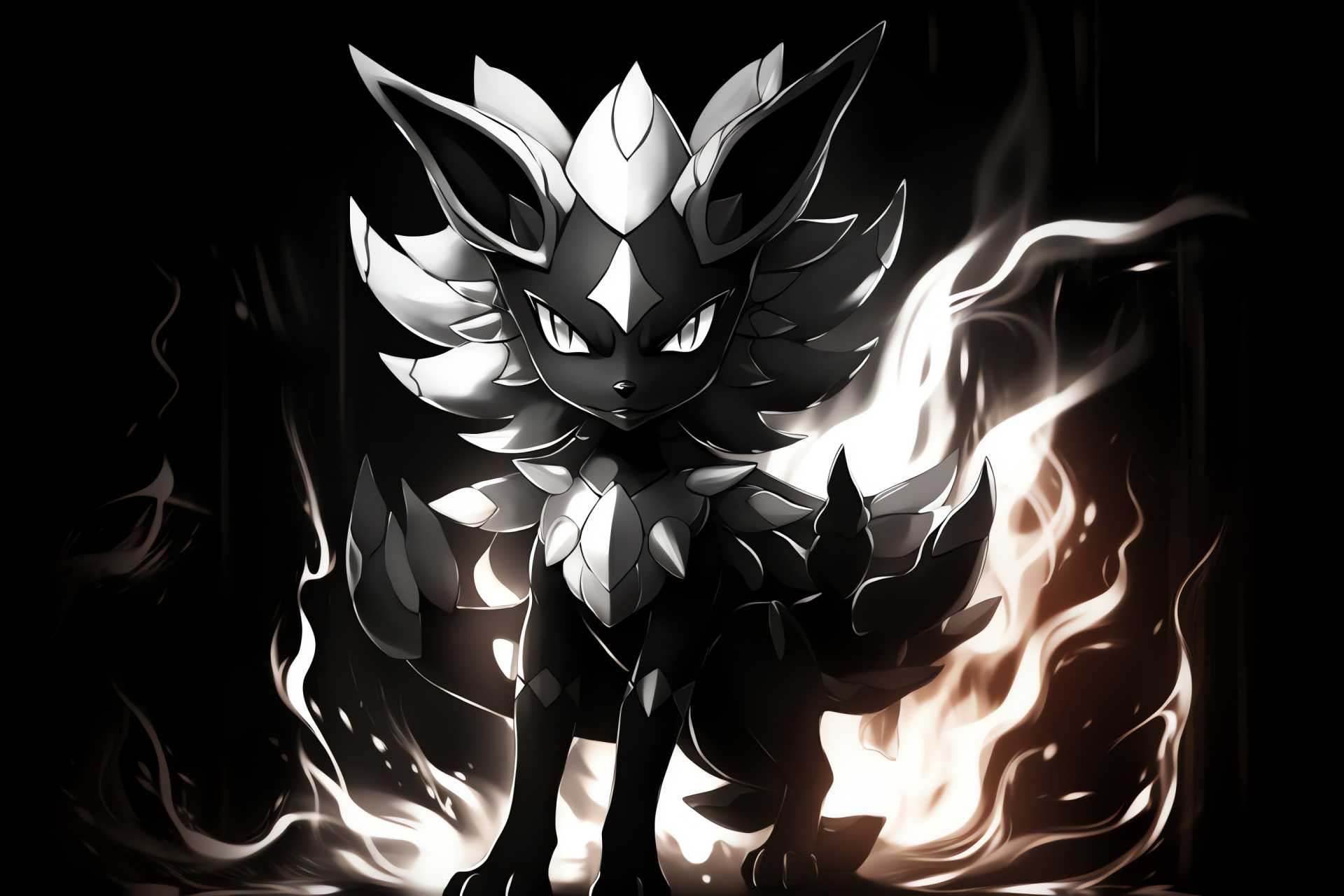 Unova mischief-makers, sly expressions, Black and White creatures, night watchers, lively energies, HD Desktop Image