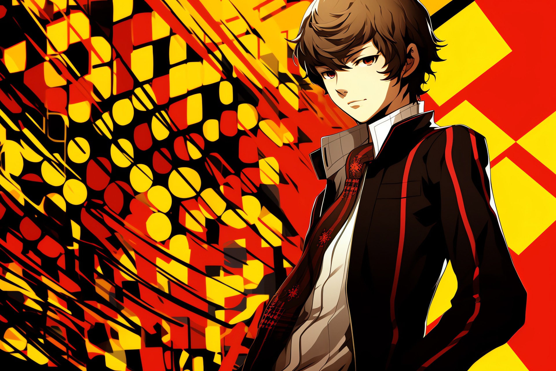 Naoto Shirogane Persona 4, Detective prince, Monochromatic patterns, Illusory contrast, Vita rendition, HD Desktop Wallpaper