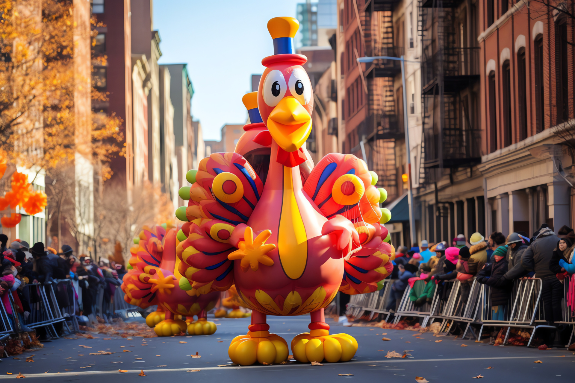 Thanksgiving, urban route, celebratory procession, vibrant inflatables, exuberant balloons, HD Desktop Image