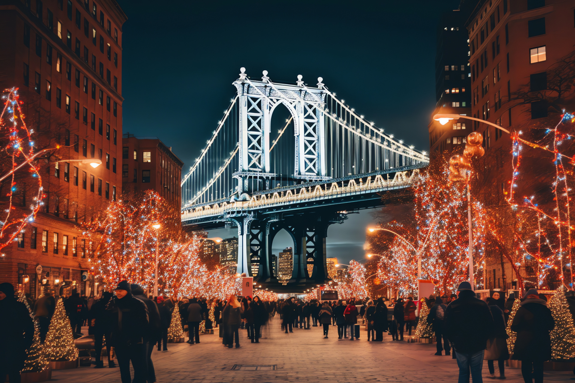 Washington Square Yuletide, festive garnish, historic arch, seasonal jubilation, New York landmark, HD Desktop Wallpaper