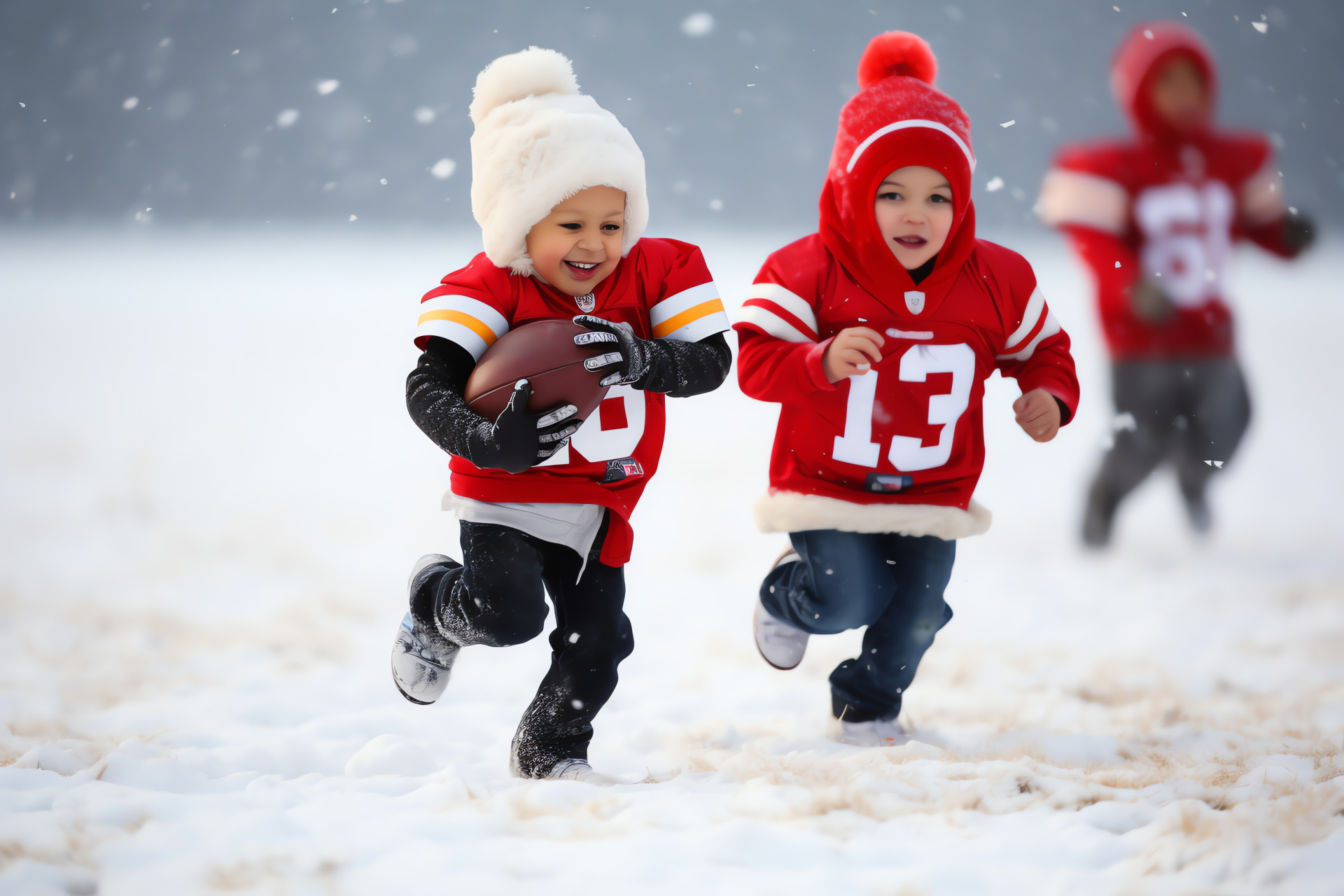 NFL festive joy, Snowy stadium play, Holiday team spirit, Santa-gear scrimmage, Memorable sportsmanship, HD Desktop Wallpaper