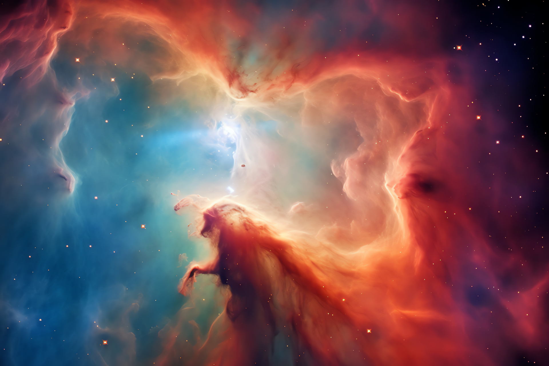 Orion Nebula clarity, Astral high-resolution imaging, Stellar nursery brilliance, Infrared space photography, Celestial observation, HD Desktop Image