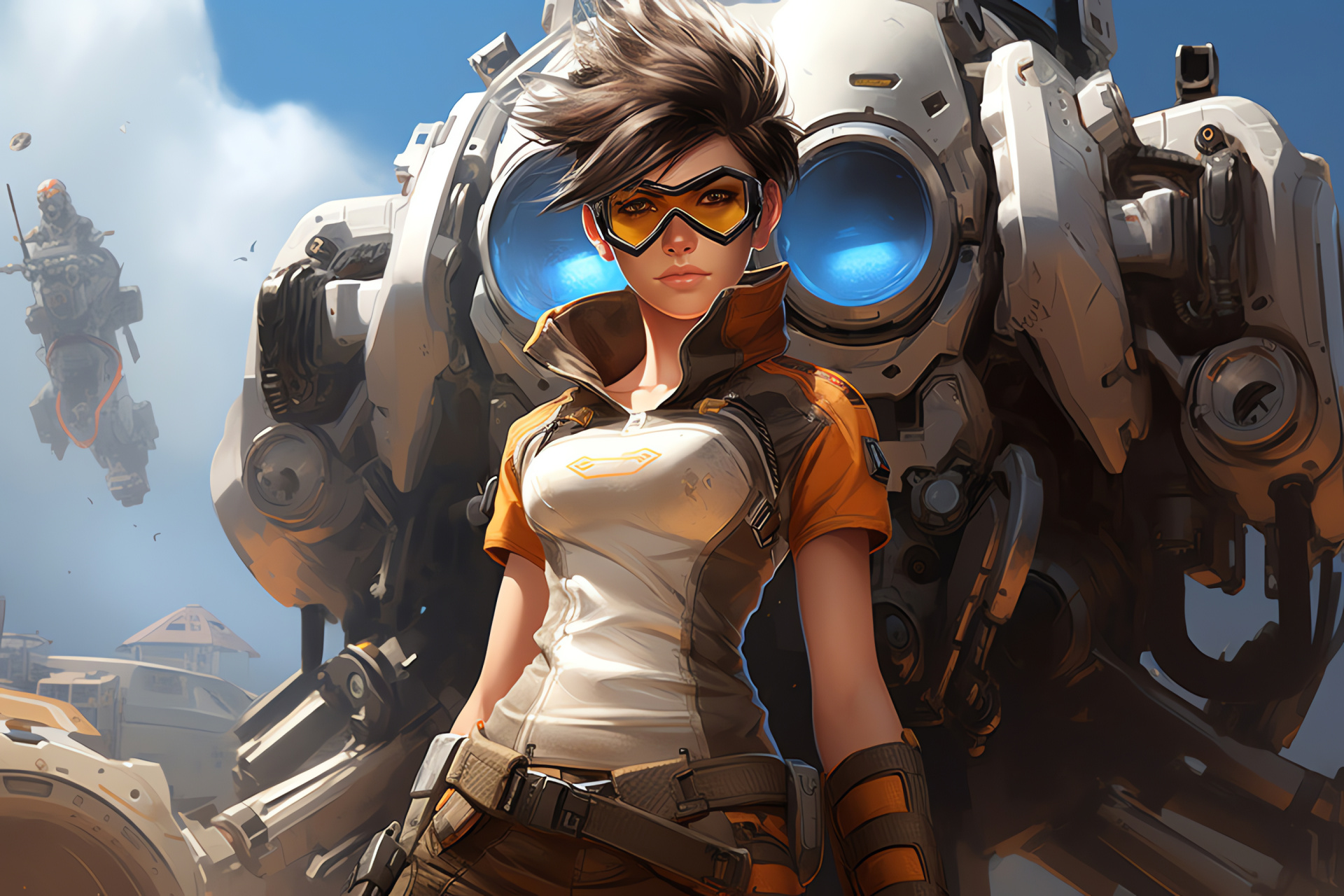 Overwatch Tracer character, Sci-fi video game, Heroic undertaking, Objective delivery, Dual firearms, HD Desktop Image