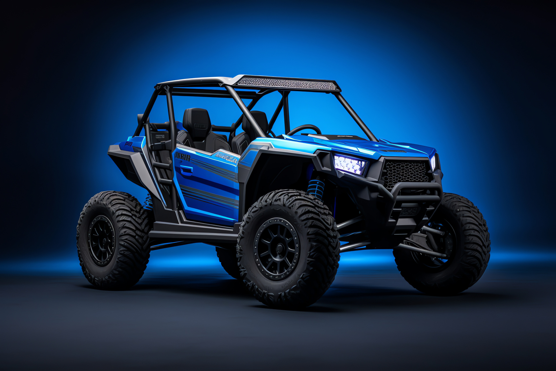 Polaris Rzr Turbo profile, Side view sport, Bright blue finish, Pure adrenaline drive, Competitive spirit, HD Desktop Wallpaper