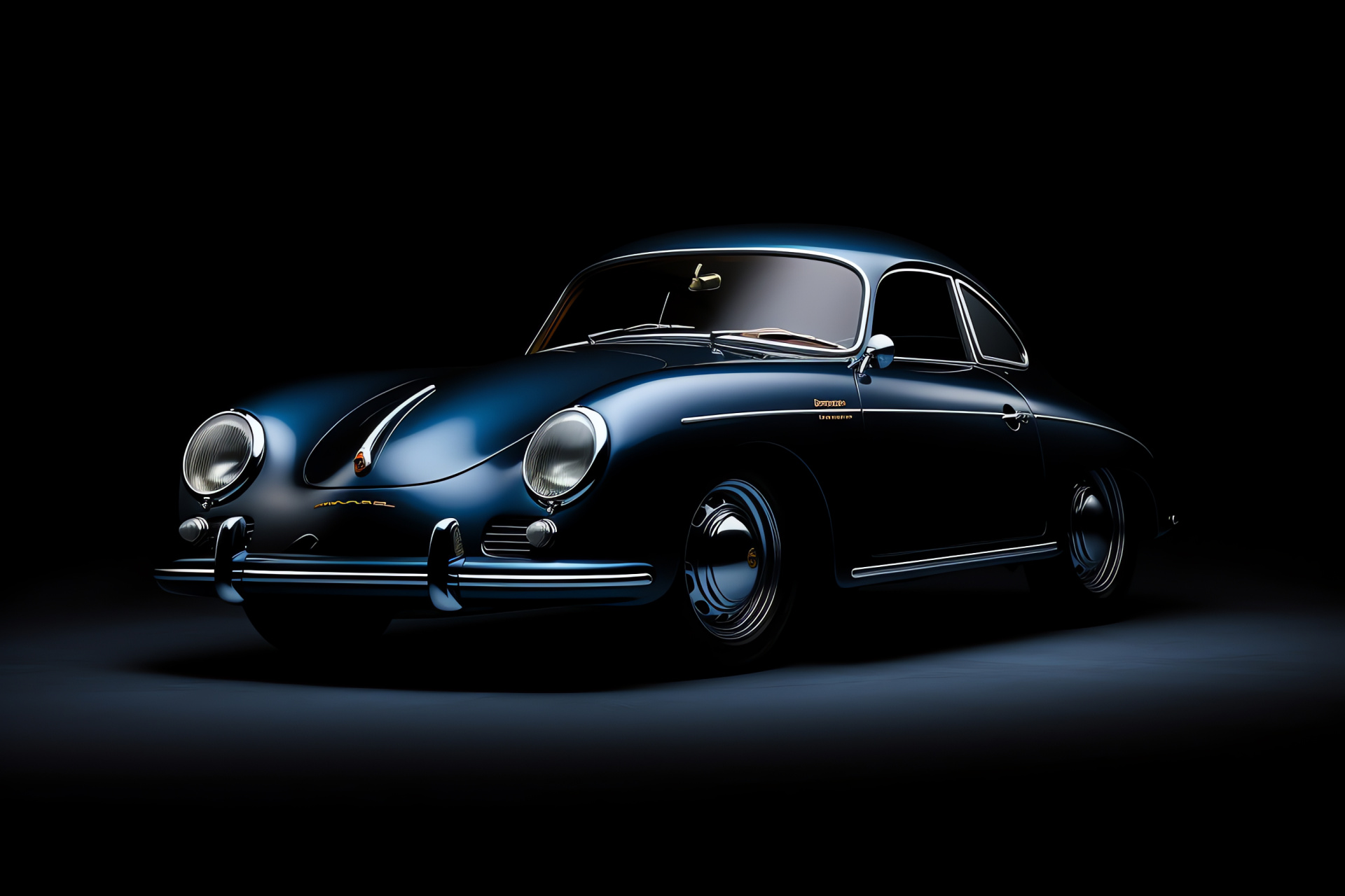 1961 Porsche 356 Coupe, High-angle perspective, Deep blue elegance, Vintage car beauty, Timeless automobile, HD Desktop Image