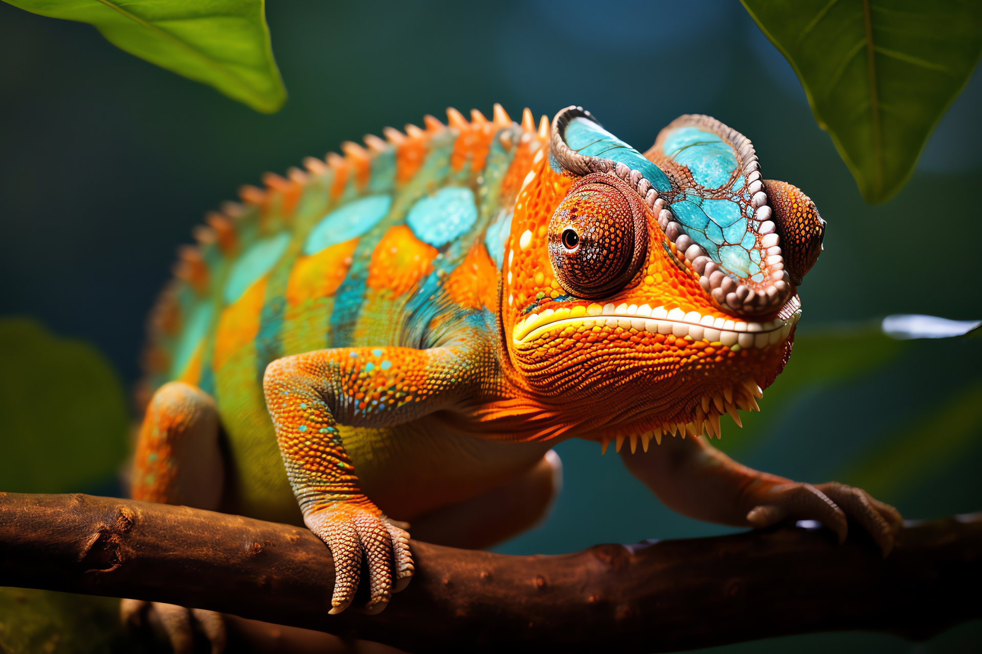 Veiled chameleon, reptile species, colorful lizard, rainforest inhabitant, exotic wildlife, HD Desktop Wallpaper