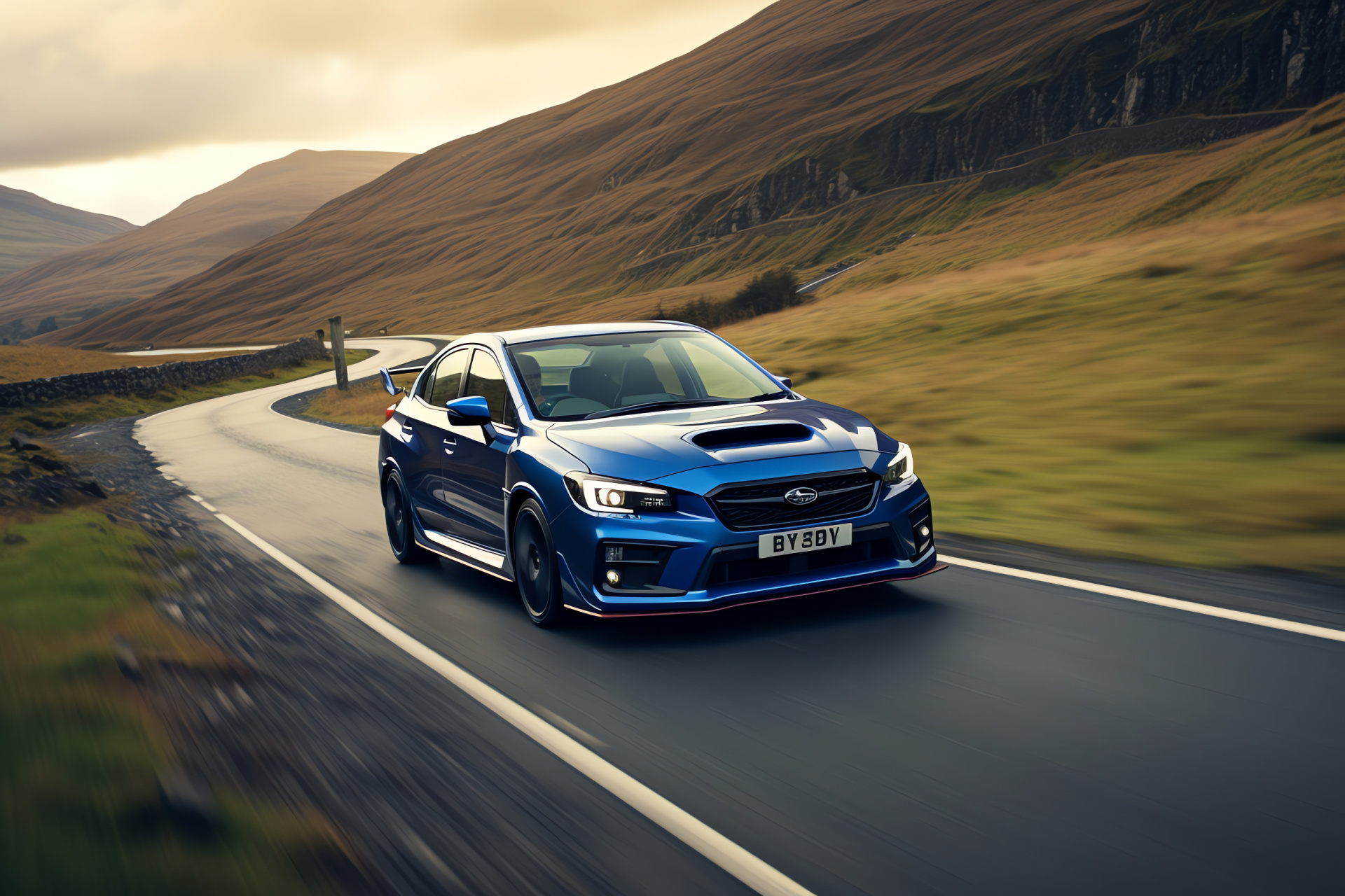 Isle of Man speed, Subaru WRX prowess, sports sedan profile, race engine performance, handling expertise, HD Desktop Image