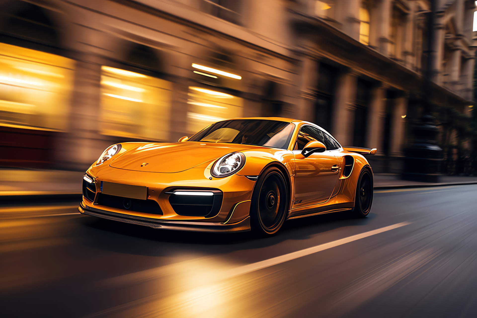 Porsche 911 Turbo S Exclusive Series, Limited edition luxury, Dynamic London streets, Urban motion photography, Prominent city landmarks, HD Desktop Wallpaper