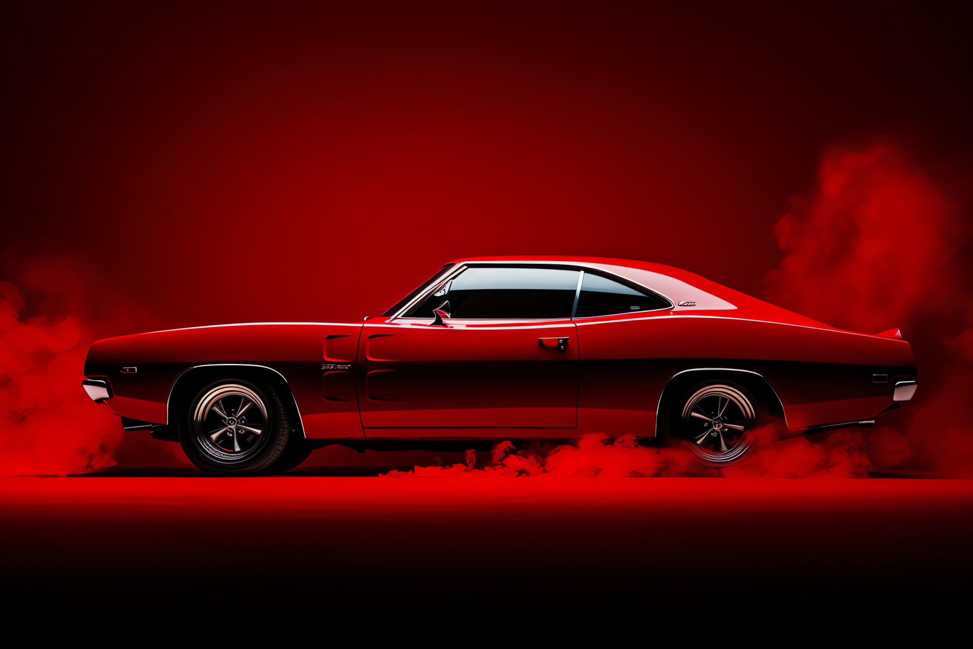 Muscle car on red, Power stance auto, Bold paint muscle, Racing heritage, Timeless American design, HD Desktop Image