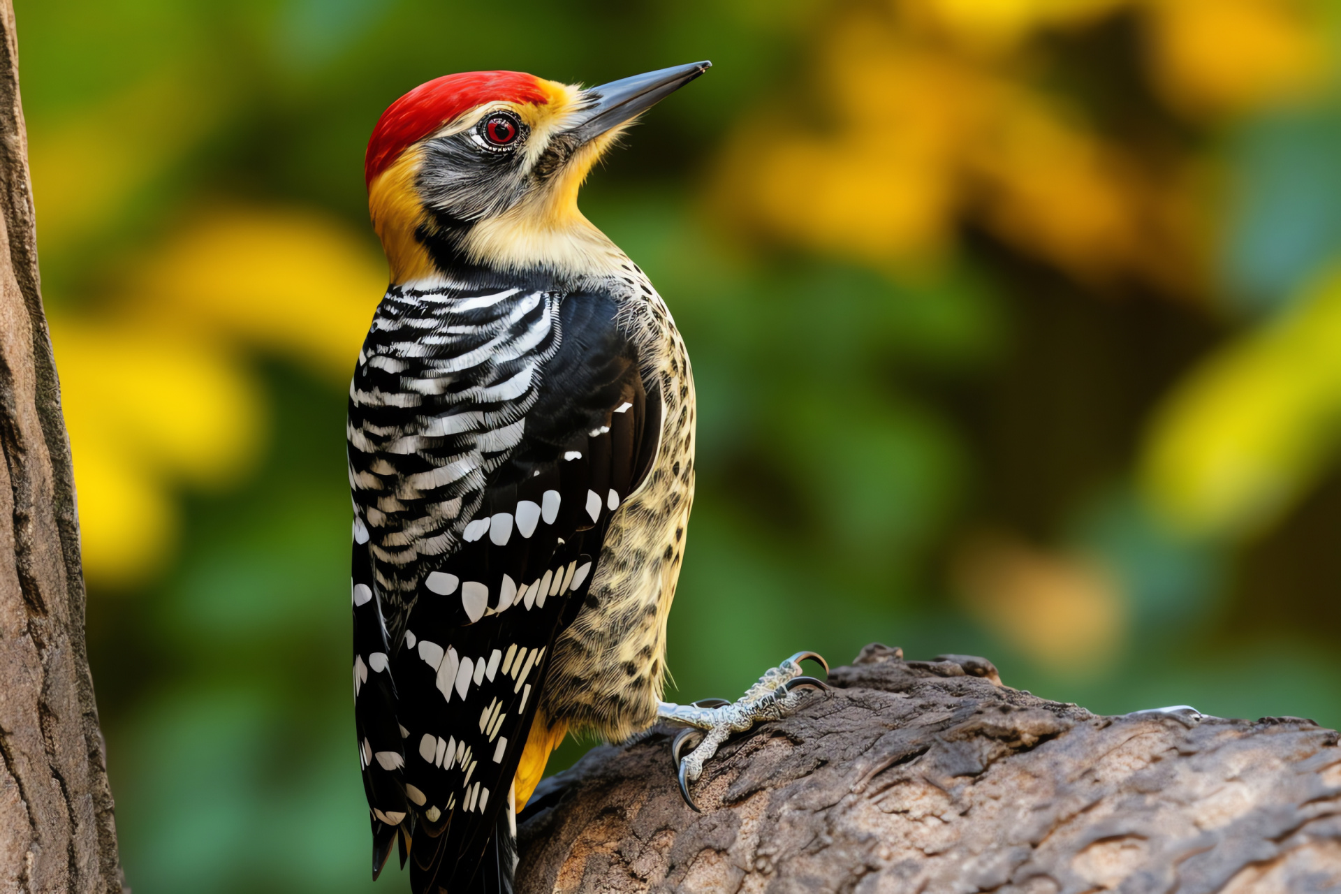 Yellow-bellied Sapsucker, Black-white avian plumage, woodpecker habitat, Ornithology, Arboreal bird species, HD Desktop Wallpaper