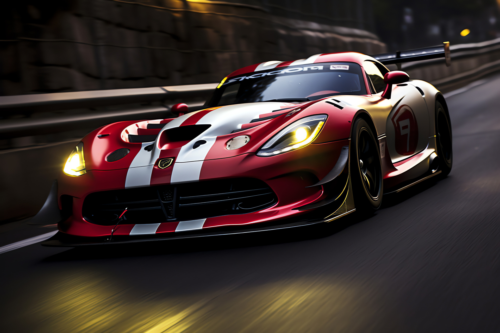 SRT Viper on track, Circuit de Monaco locale, GT3-R motorsport, Aggressive car stance, Aerodynamic vehicular design, HD Desktop Image