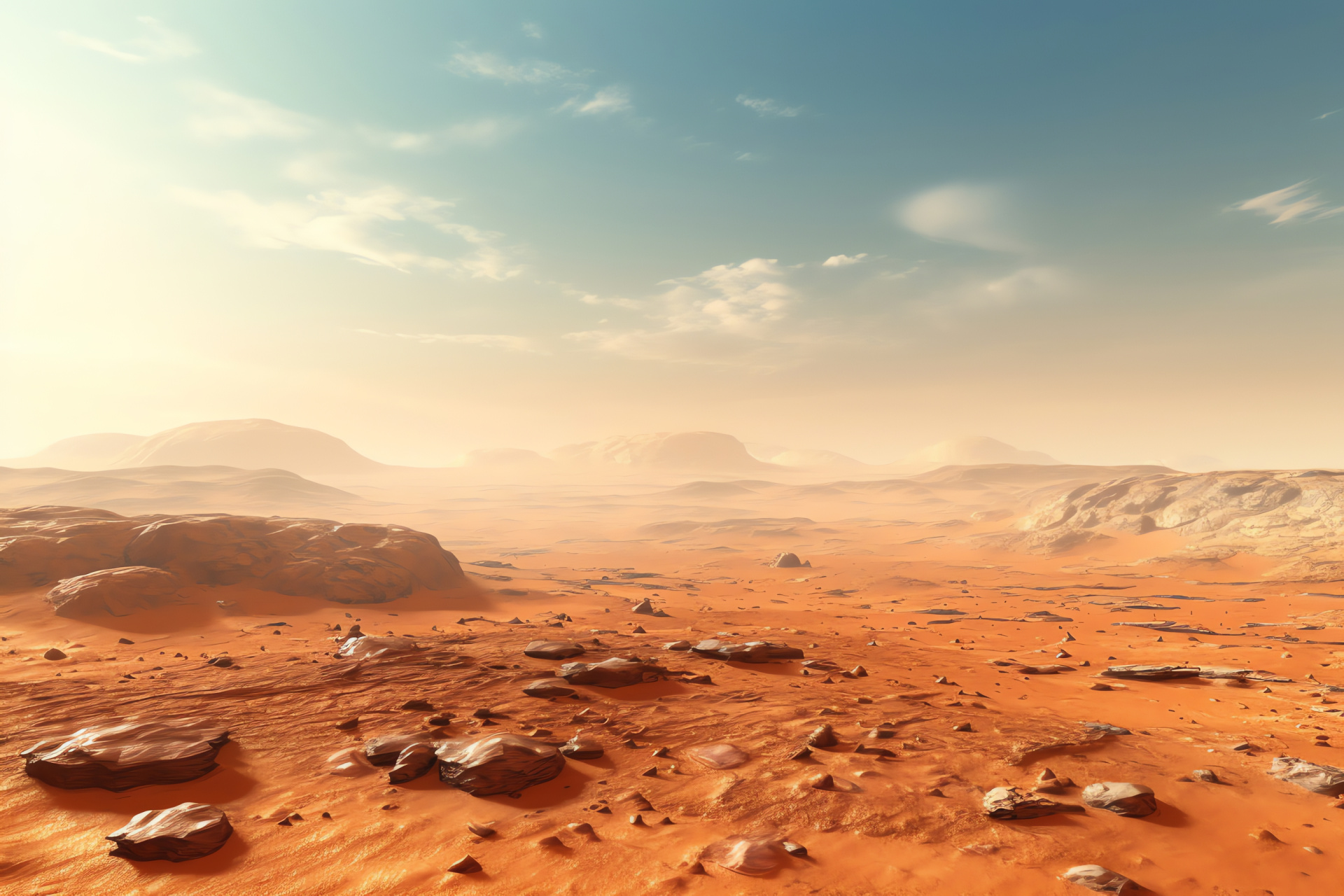 Mars planet, Extraterrestrial surface, Red Planet, Alien desert, Outer space exploration, HD Desktop Image