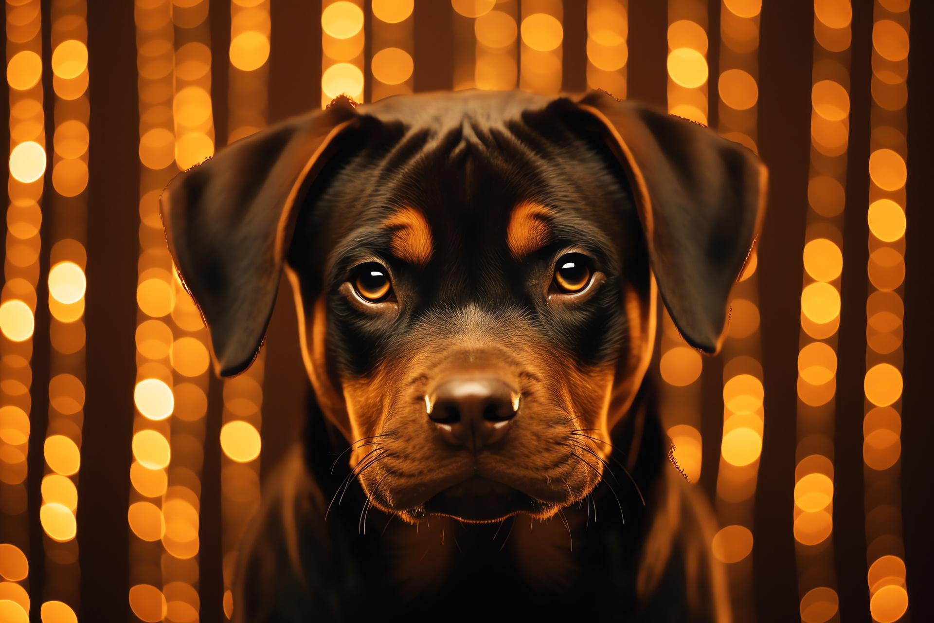 Inquisitive Rottweiler puppy, Canine curiosity, Fluffy ears, Young pet, K9 facial expression, HD Desktop Image