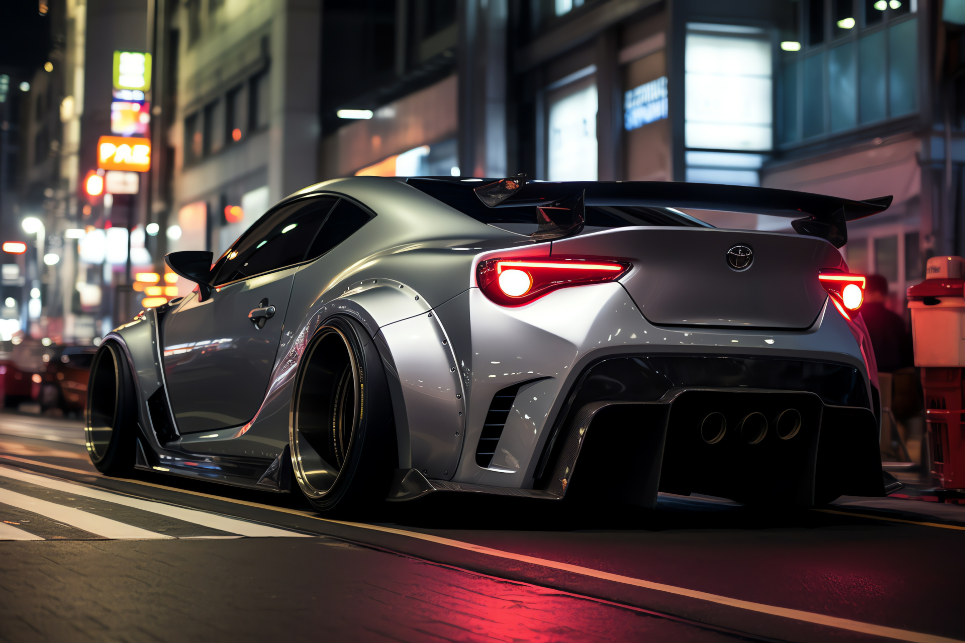 Scion FR-S in Tokyo, Sporty aesthetic, City night flair, Street racing appeal, Modern car style, HD Desktop Image