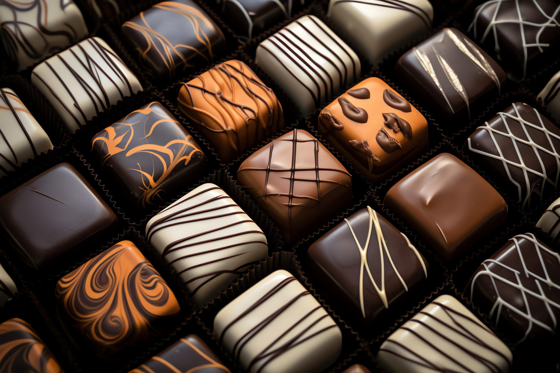 Artisan chocolates, Handcrafted truffles, Exotic fruit caramels, Sweetness explosions, Symmetrical chocolate design, HD Desktop Image