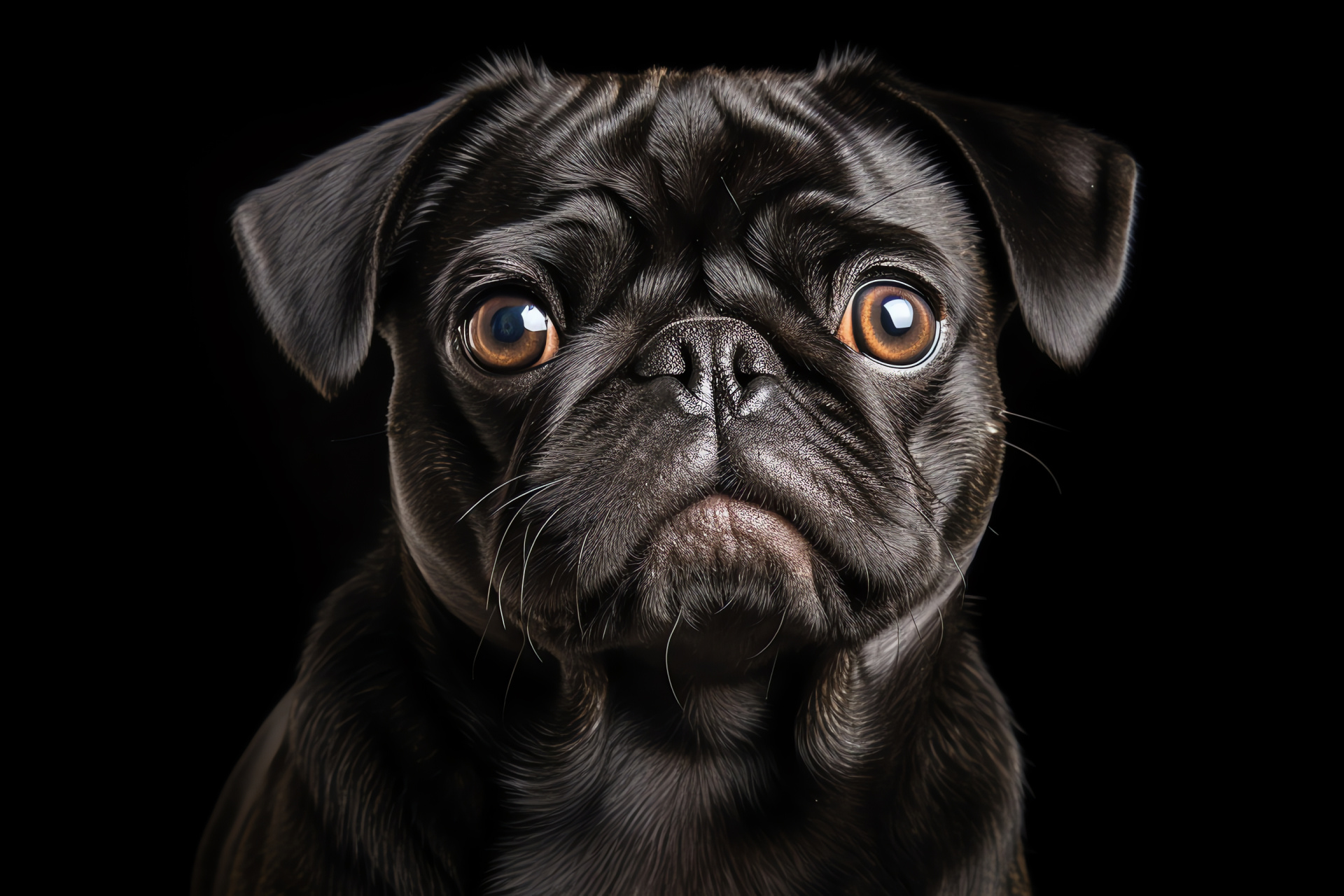 Pug breed, Spiraled tail, Canine expressions, Compact body, Purebred dog, HD Desktop Image