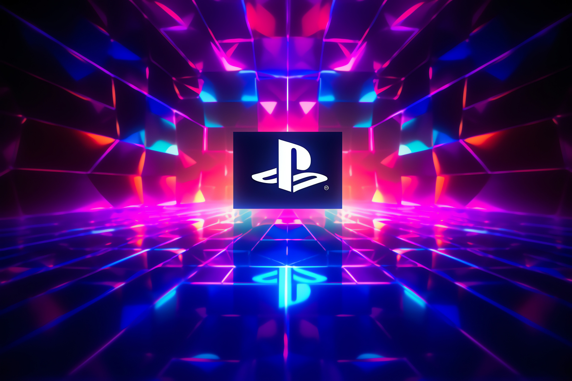 PlayStation 4 symbol, Patterned scenery, Saturated shades, Advanced style, interactive effect, HD Desktop Wallpaper