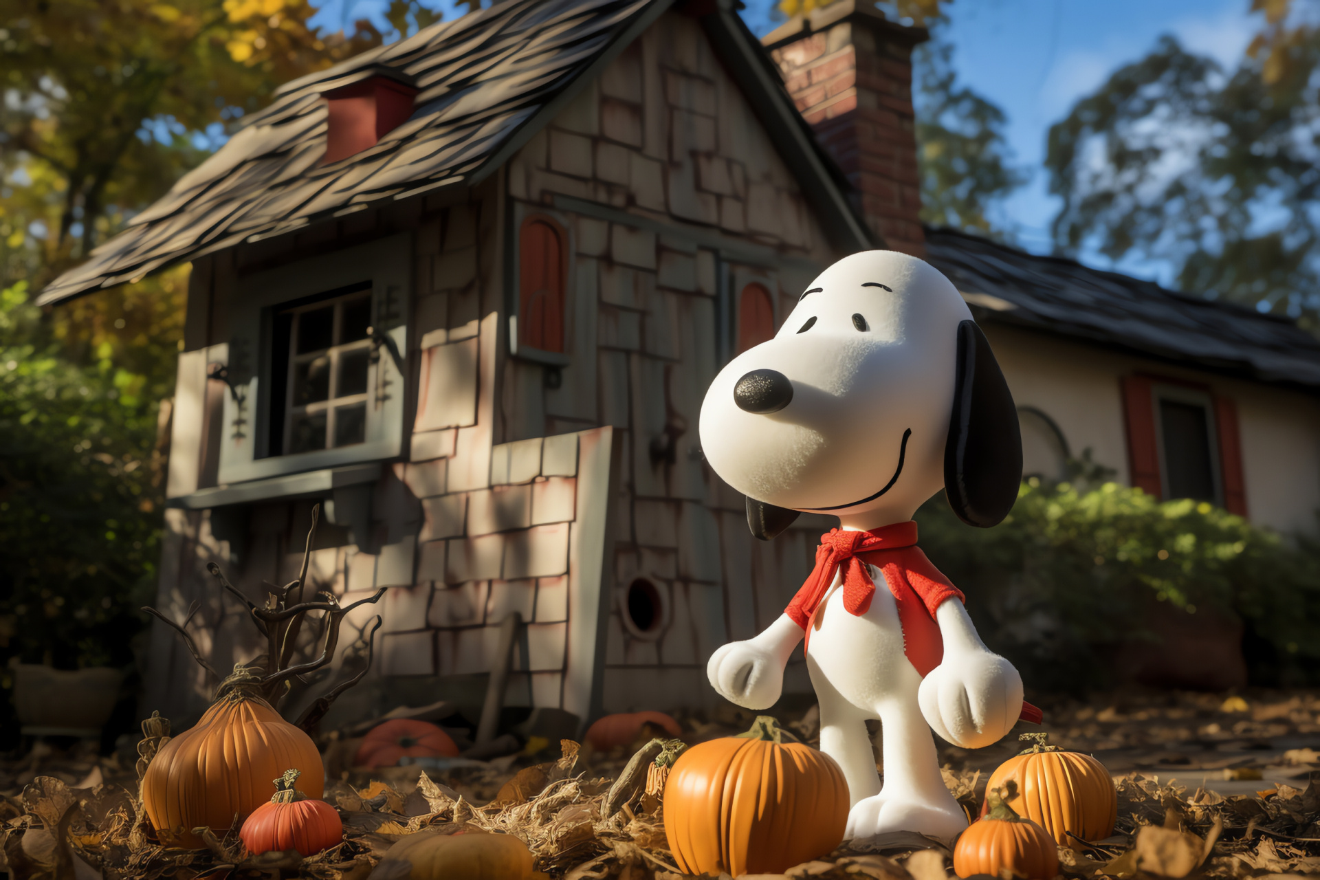 Snoopy costume, Halloween in Spooksville, Count Dracula outfit, eerie mansion, spiderwebs, HD Desktop Wallpaper