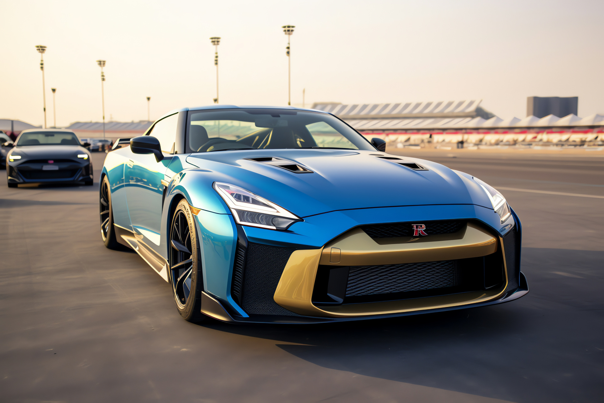 Nissan GTR at Yas Marina, Exclusive GT-R50 design, Performance car, Abu Dhabi race track, Italdesign styling, HD Desktop Wallpaper