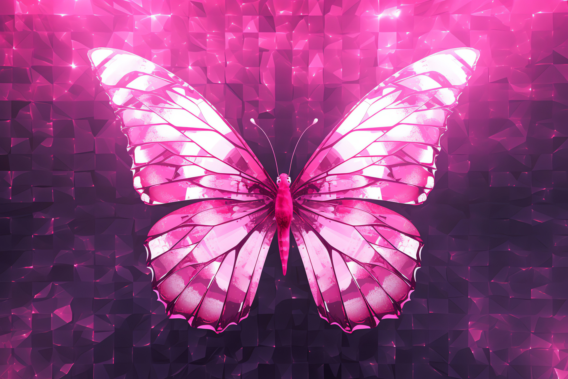 Lepidoptera insect, outstretched wings, pink artistic canvas, pattern complexity, rosy depth illusion, HD Desktop Image