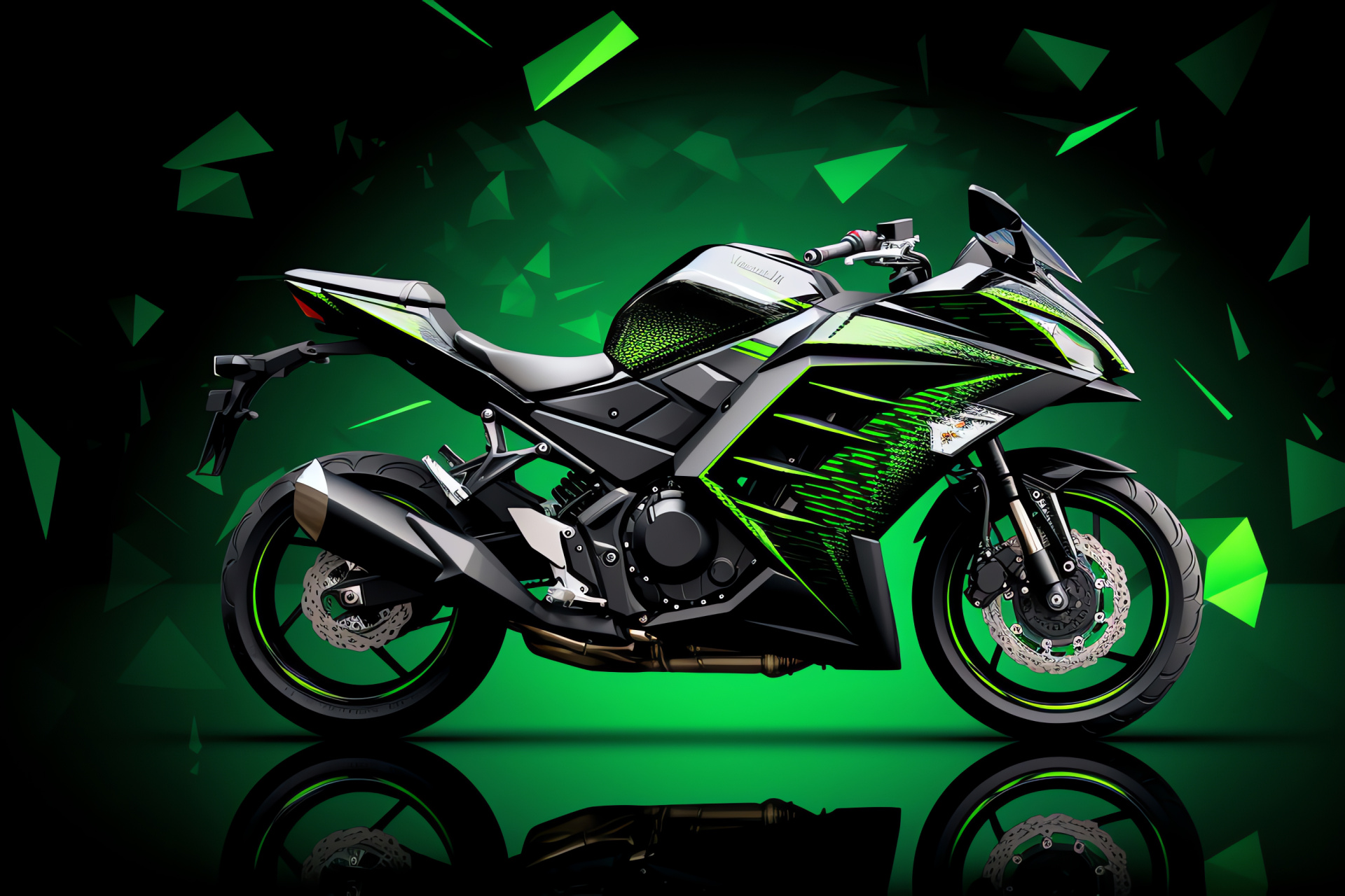 Street Bike, Kawasaki Ninja 650, Profile stance, Two-tone style, Geometric motif, HD Desktop Wallpaper