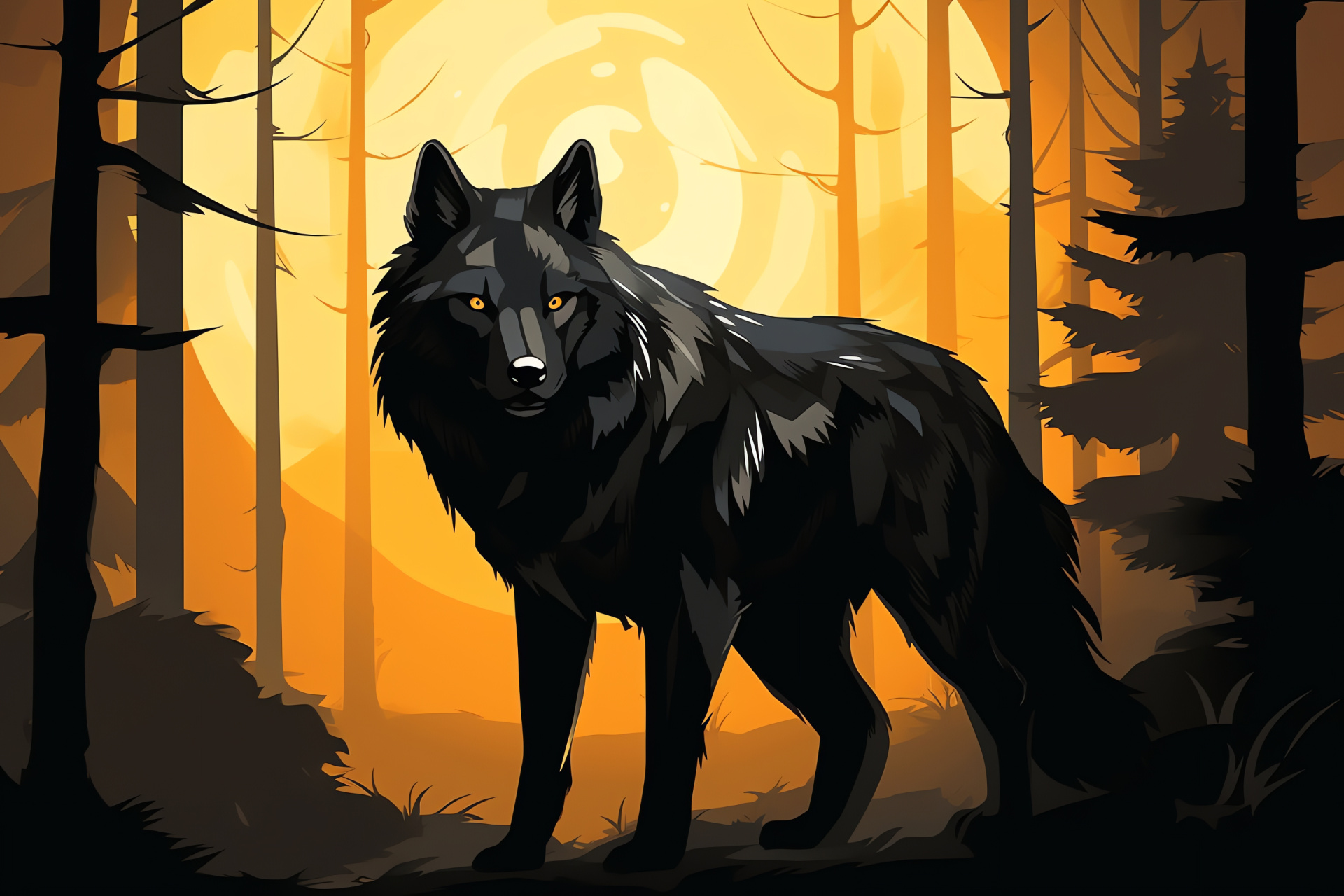 Black wolf, Canine predator, Wilderness mammal, Nocturnal animal, Wild nature, HD Desktop Image