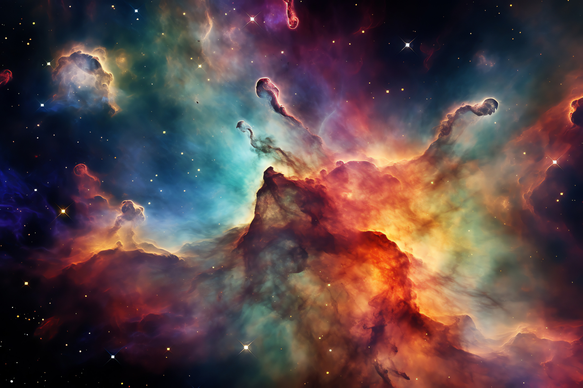 Cosmic cloud complex, Star-forming expanse, Carina cluster, Celestial nest, New solar beginnings, HD Desktop Wallpaper