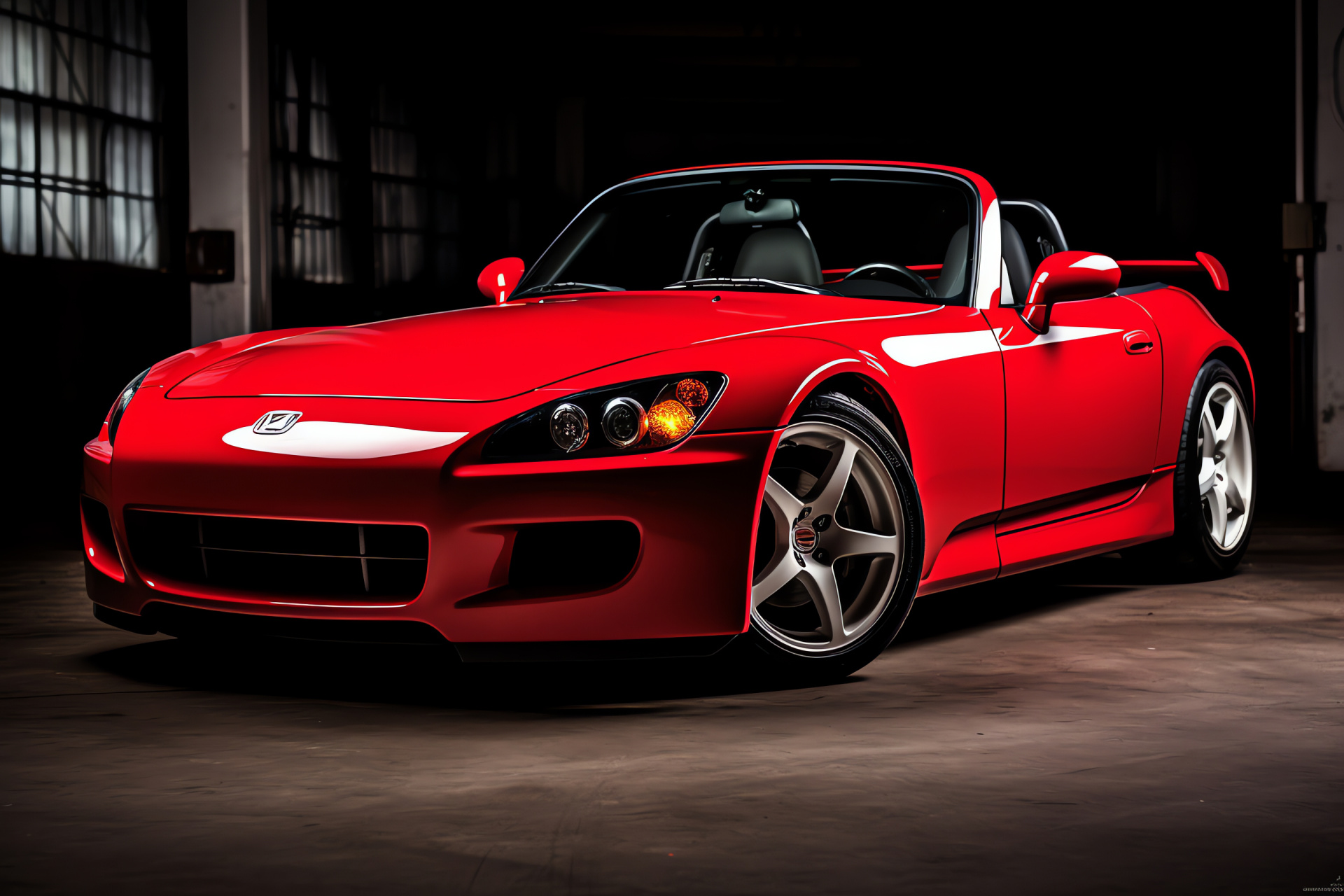 Honda S2000 GT stance, Classic sports roadster, Unblemished backdrop, Crimson finish, Auto passion, HD Desktop Wallpaper