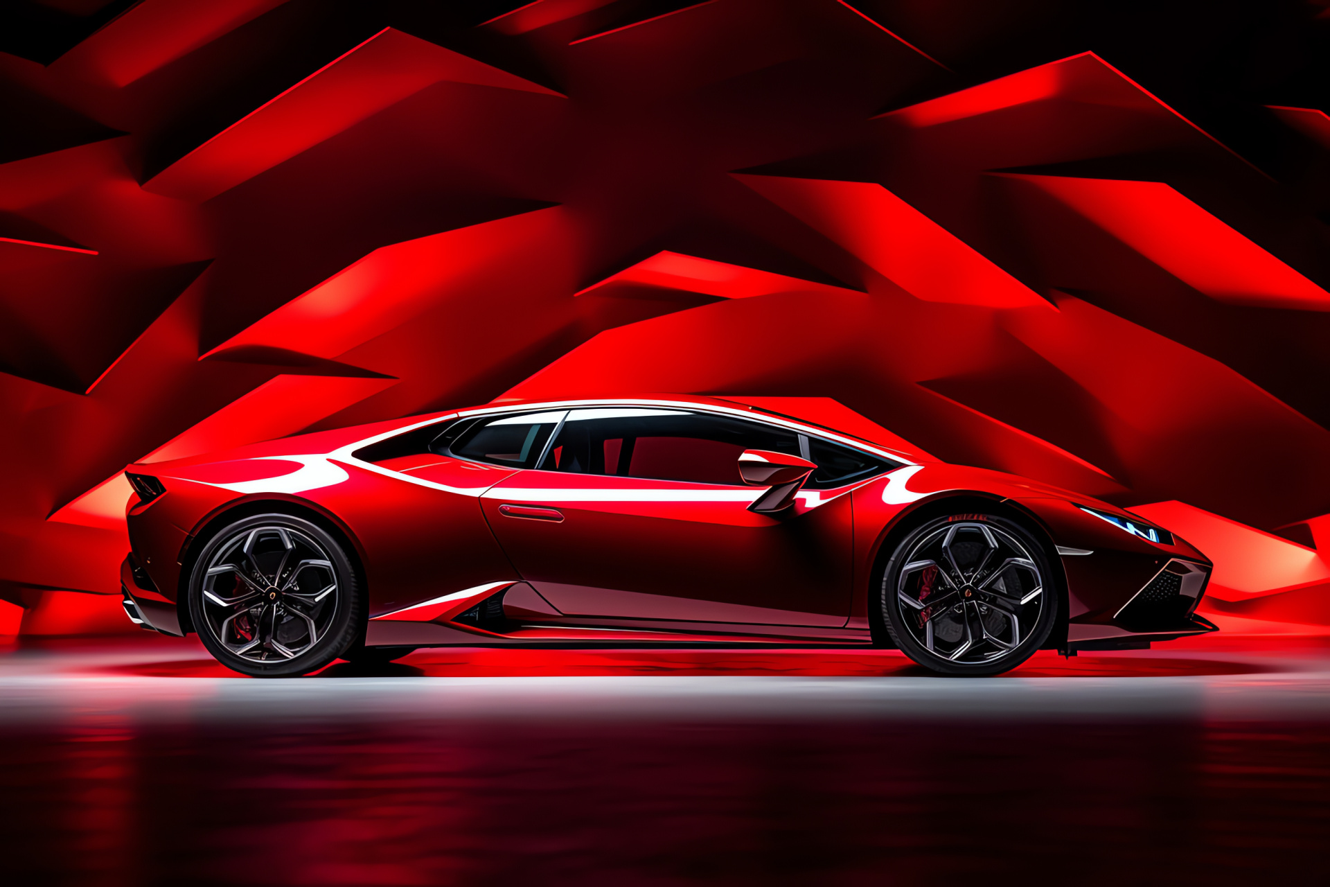 Lamborghini Huracan EVO, Italian sports car, Vibrant red paint, High-performance model, Exclusive design, HD Desktop Image