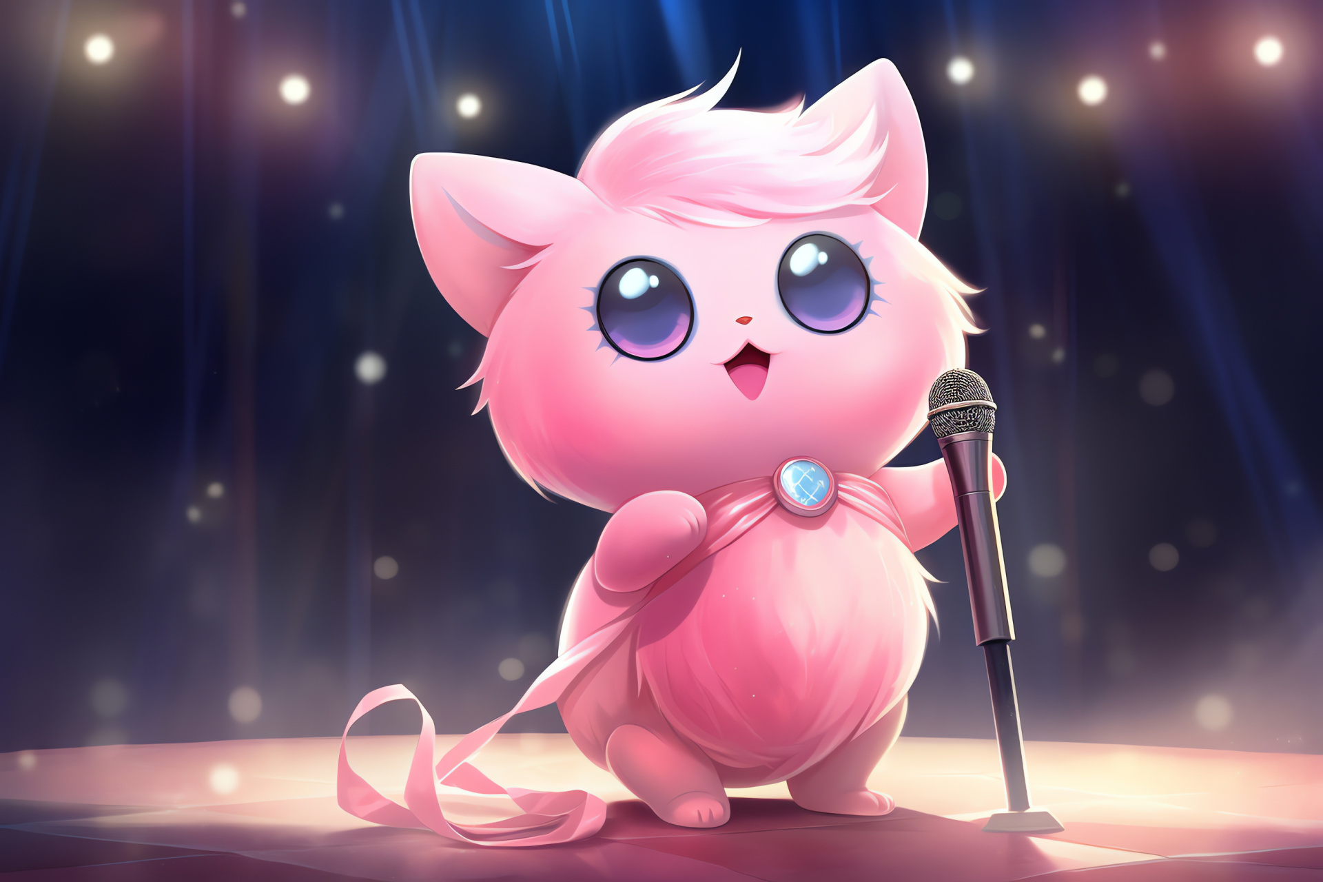 Ballad singing Pokmon, Type crossover pocket monster, Performer's platform, Brightly lit event, Audio equipment, HD Desktop Wallpaper