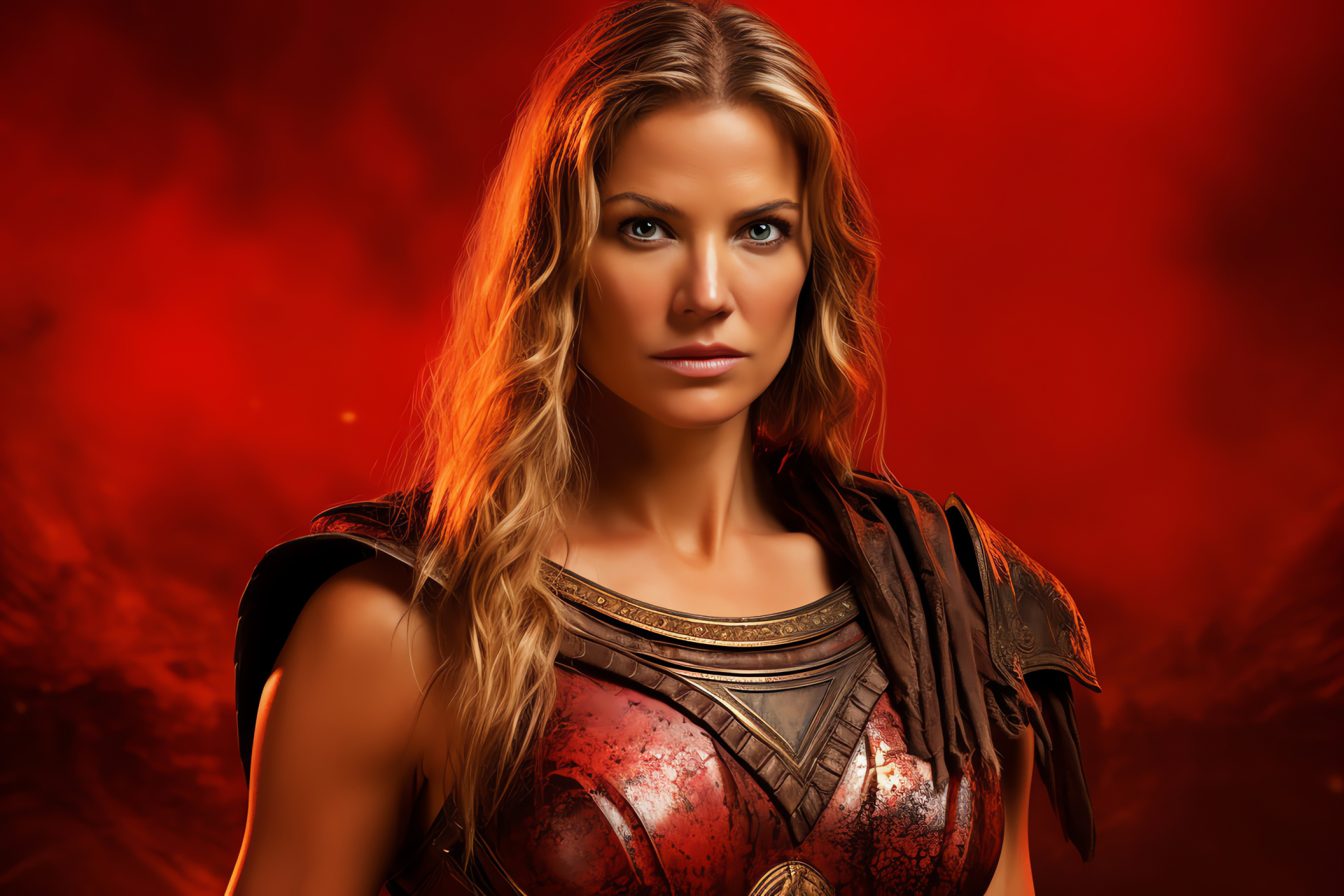 Ellen Hollman as Saxa, Gladiator strength, Woman fighter, Spartacus TV drama, Combat ready attire, HD Desktop Wallpaper