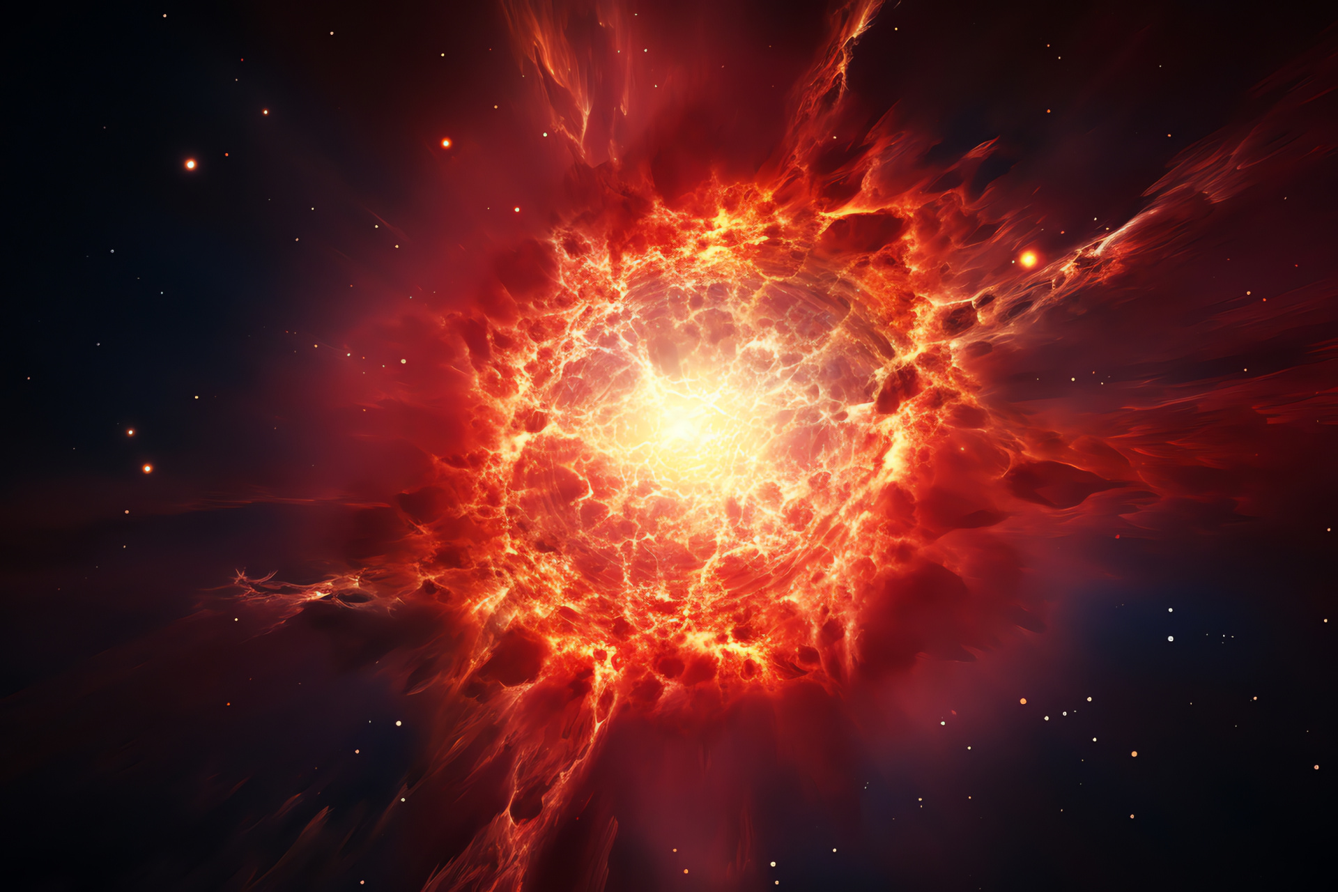 Supernova effulgence, Spacescape vibrancy, Red brilliance, Orange star burst, Cosmic radiance, HD Desktop Wallpaper