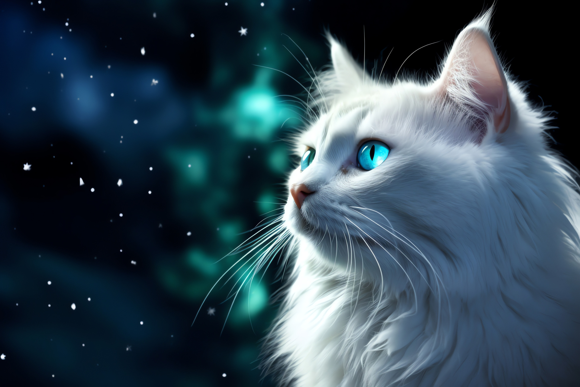 Cosmic Feline, Astral configuration, Celestial presence, Sci-fi fantasy theme, Galactic explorer, HD Desktop Image