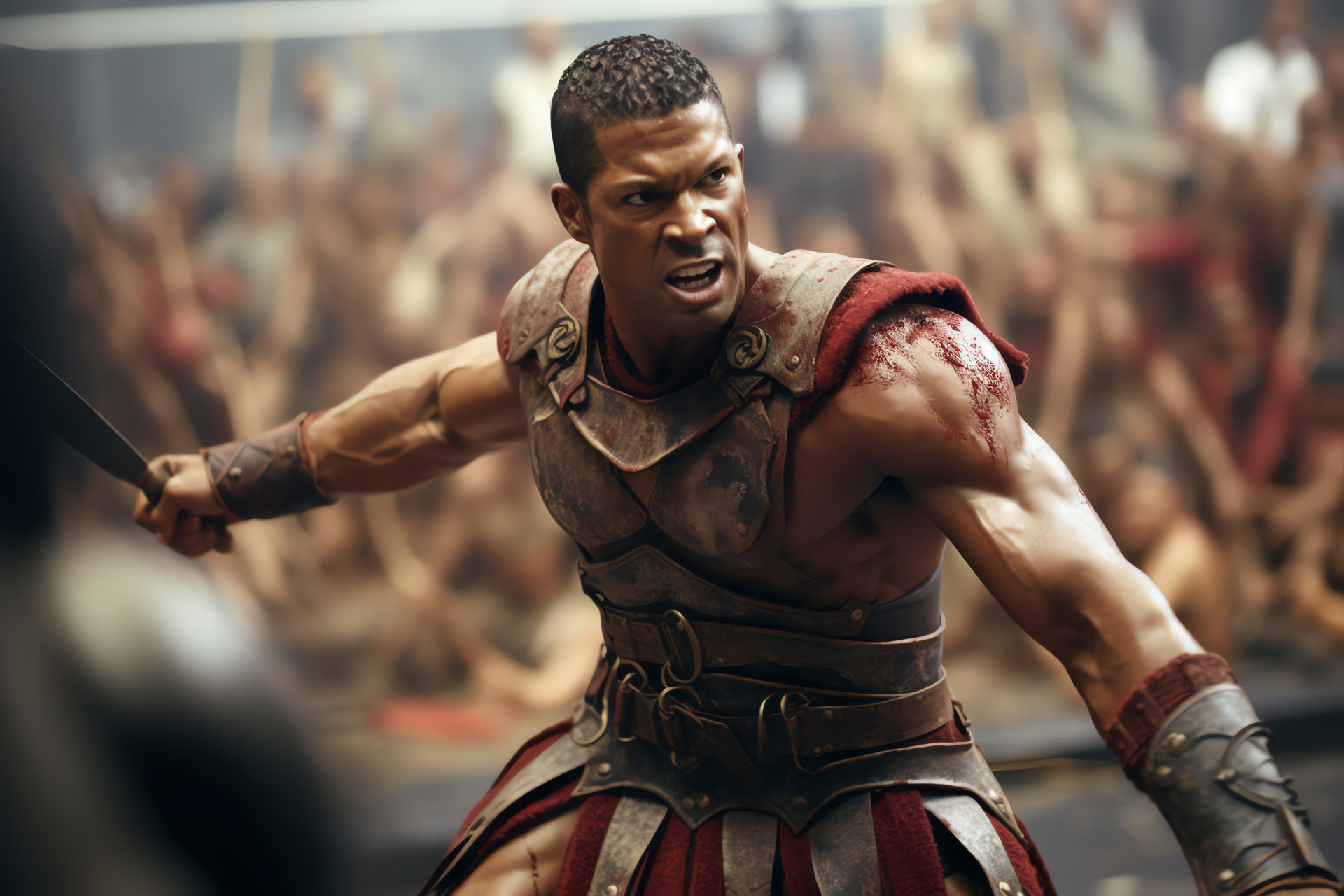 Oenomaus training, Gladiator school, Combat stance, Disciplined instruction, Gladiator gear, HD Desktop Image