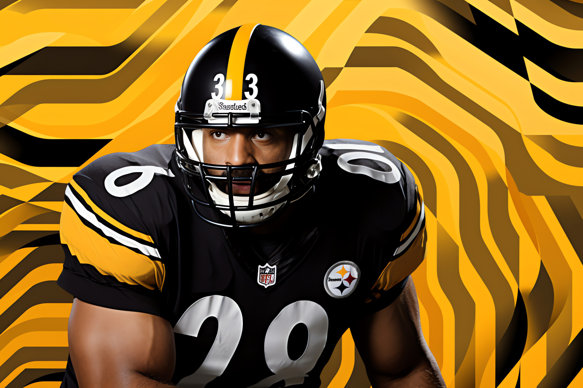 Steelers Running Back Franco Harris, Athletic pursuit, Game-time focus, Signature uniform, Athletic prowess, HD Desktop Image