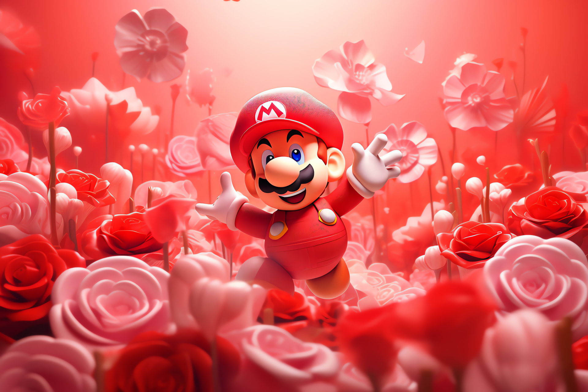 Toadette Mushroom Kingdom, Pink-haired character, Happy companion, Nintendo gameplay, Super Mario series, HD Desktop Image