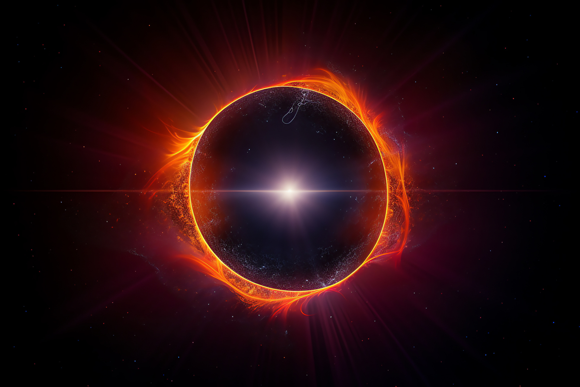 Solar obscuration, Cosmic display, Star system, Surreal panorama, Full-disk event, HD Desktop Wallpaper