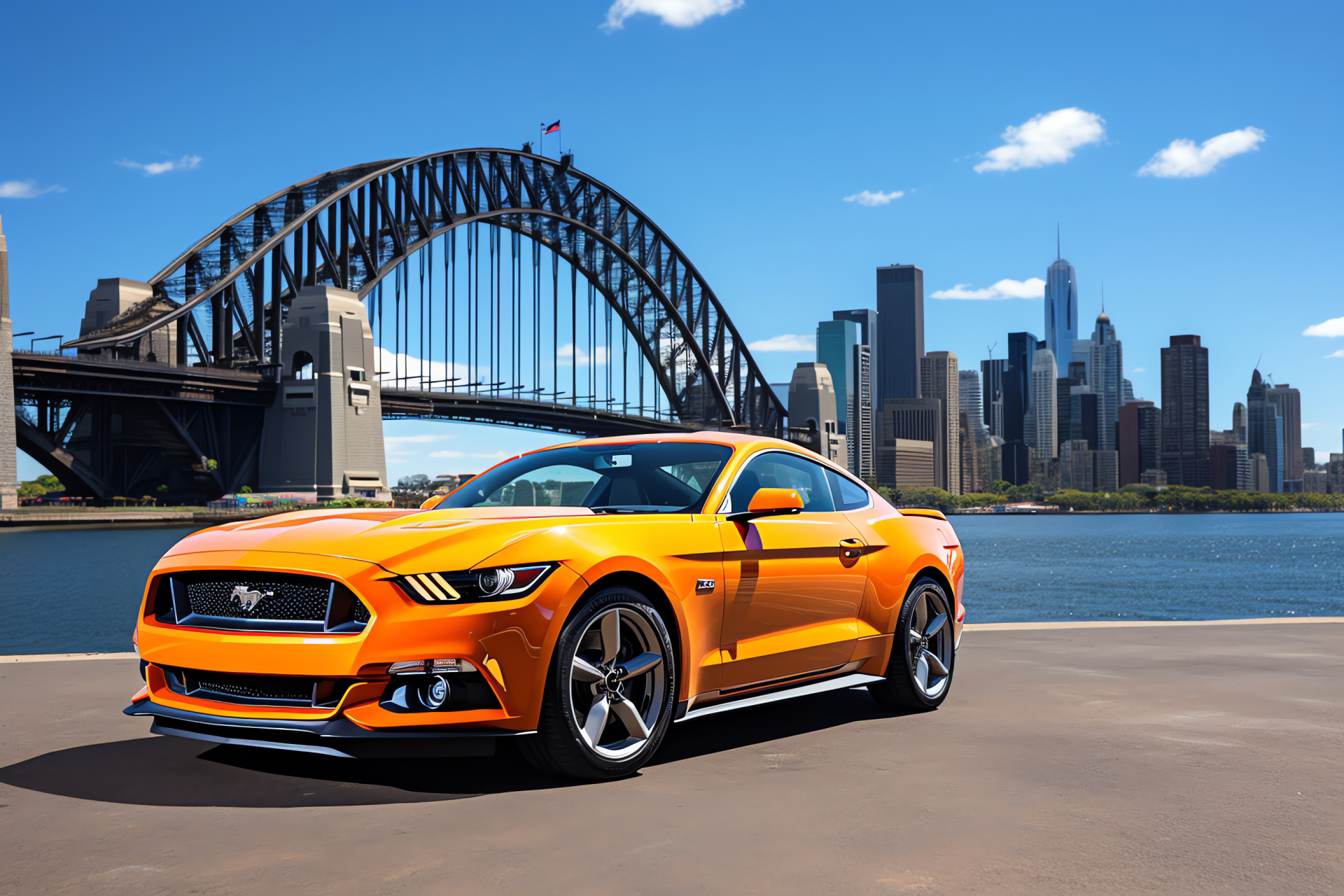 Ford Mustang HD, Sydney charm, Opera House scenery, Harbour Bridge icon, metropolitan allure, HD Desktop Image