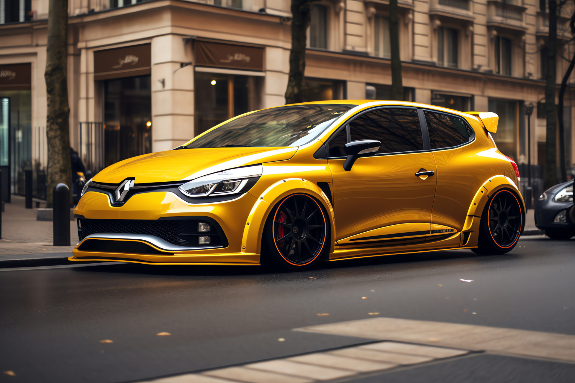 Paris streets, Renault Clio RS, Performance vehicle, Racing modifications, Sporty hatchback, HD Desktop Wallpaper