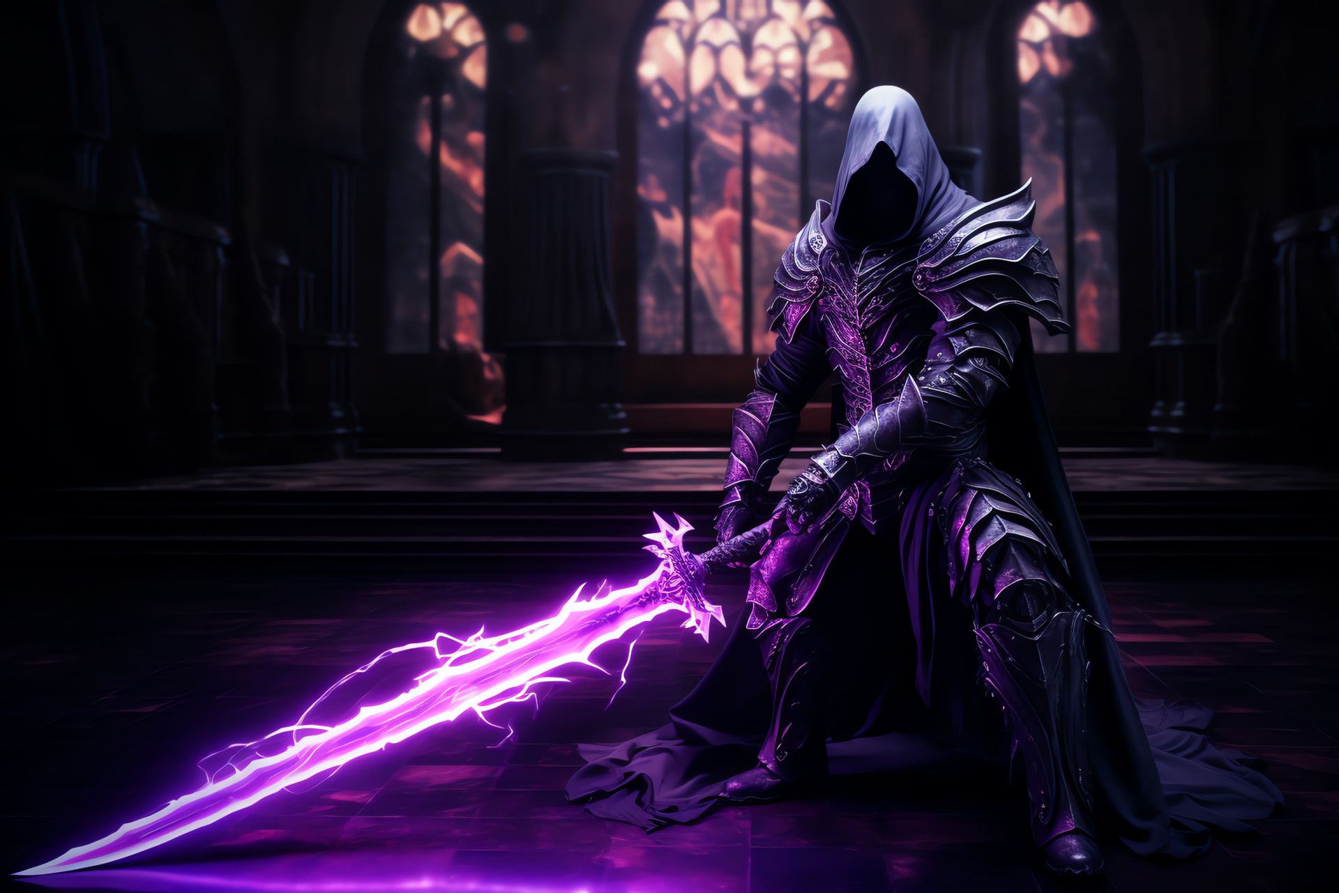 Nightmare antagonist, Soul Calibur series, ominous Ostrheinsburg setting, soul-piercing blade, malevolent aura, HD Desktop Image