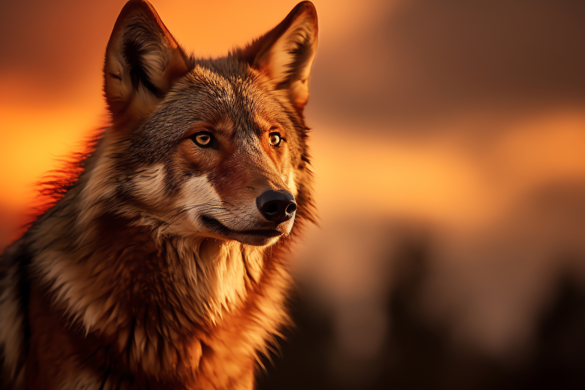 Canis rufus, predator mammal, wildlife fauna, amber gaze, forest creature, HD Desktop Image